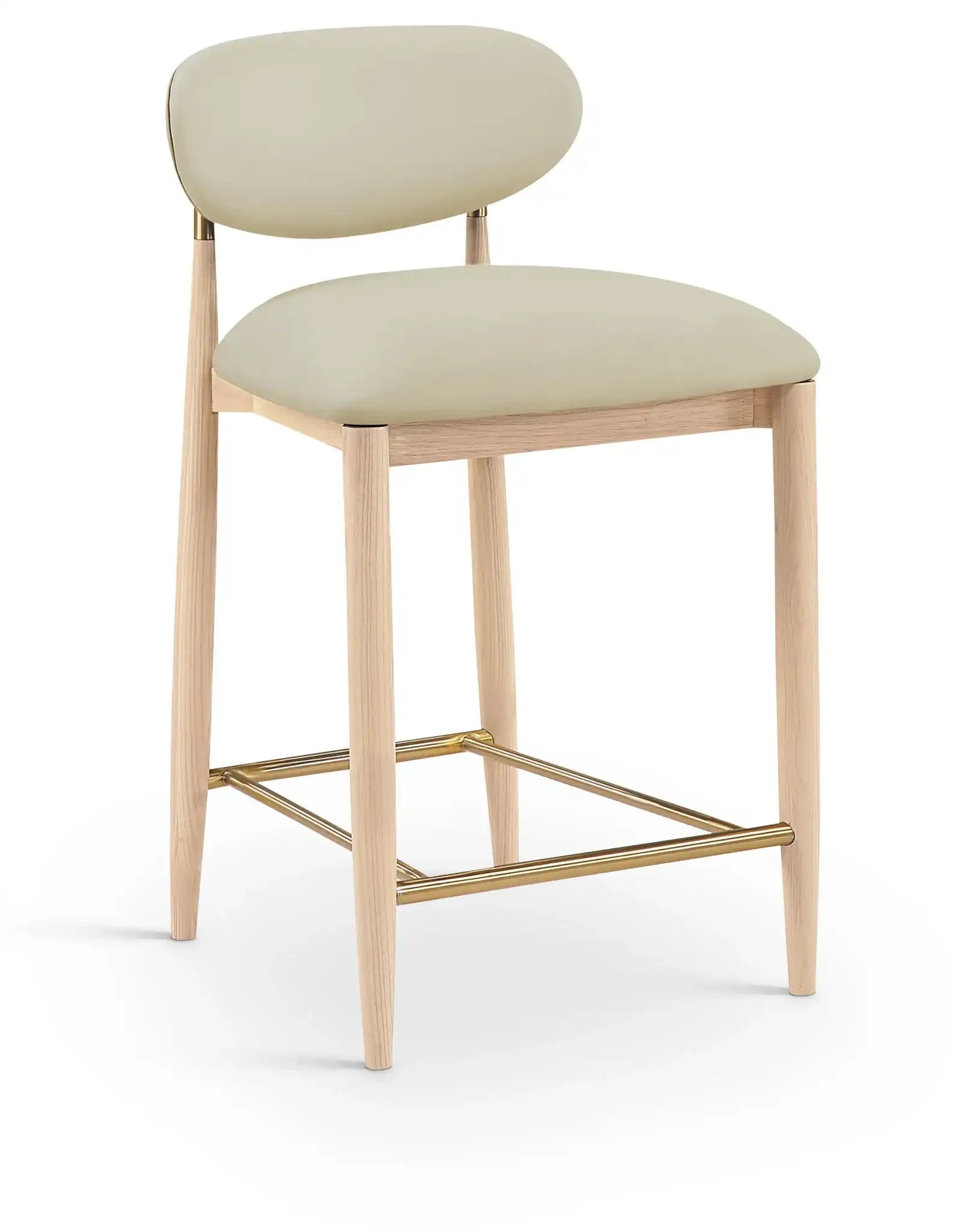 Riccio - Stool - Natural And Gold Frame - Best Buy Furniture