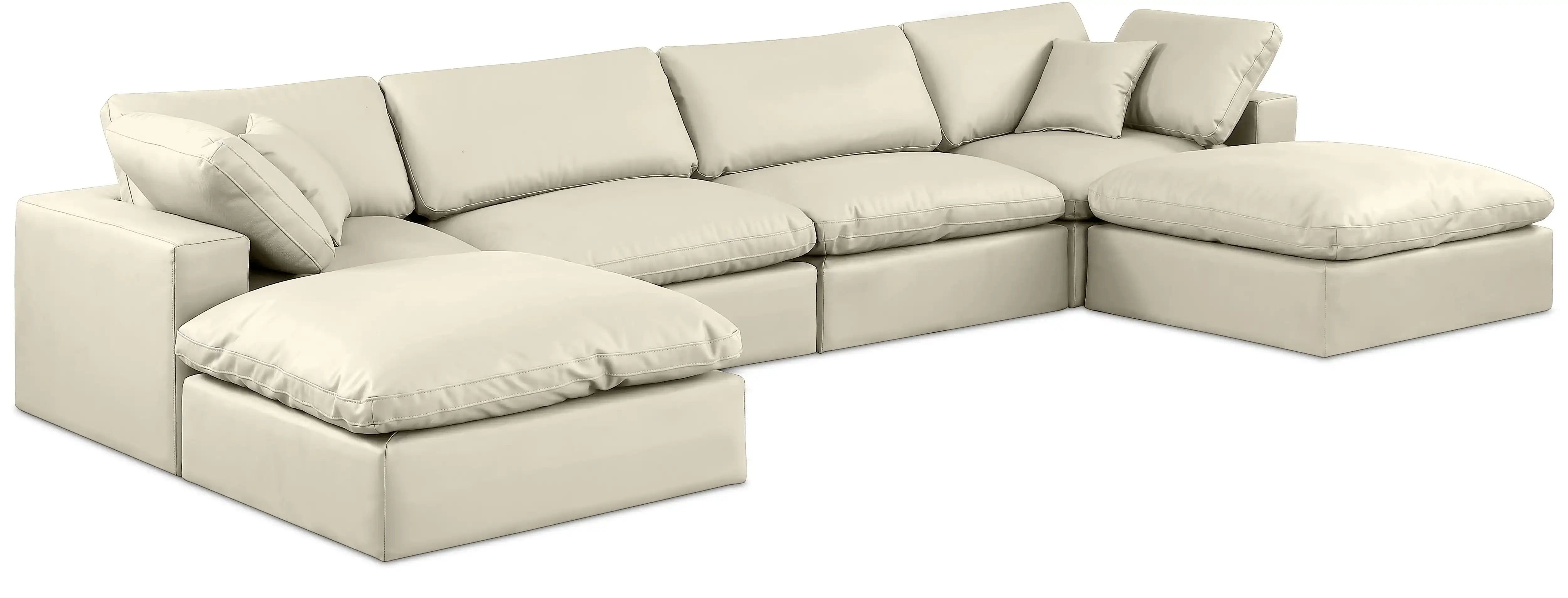 Comfy - 6 Piece Faux Leather Modular Double Chaise Sectional - Best Buy Furniture