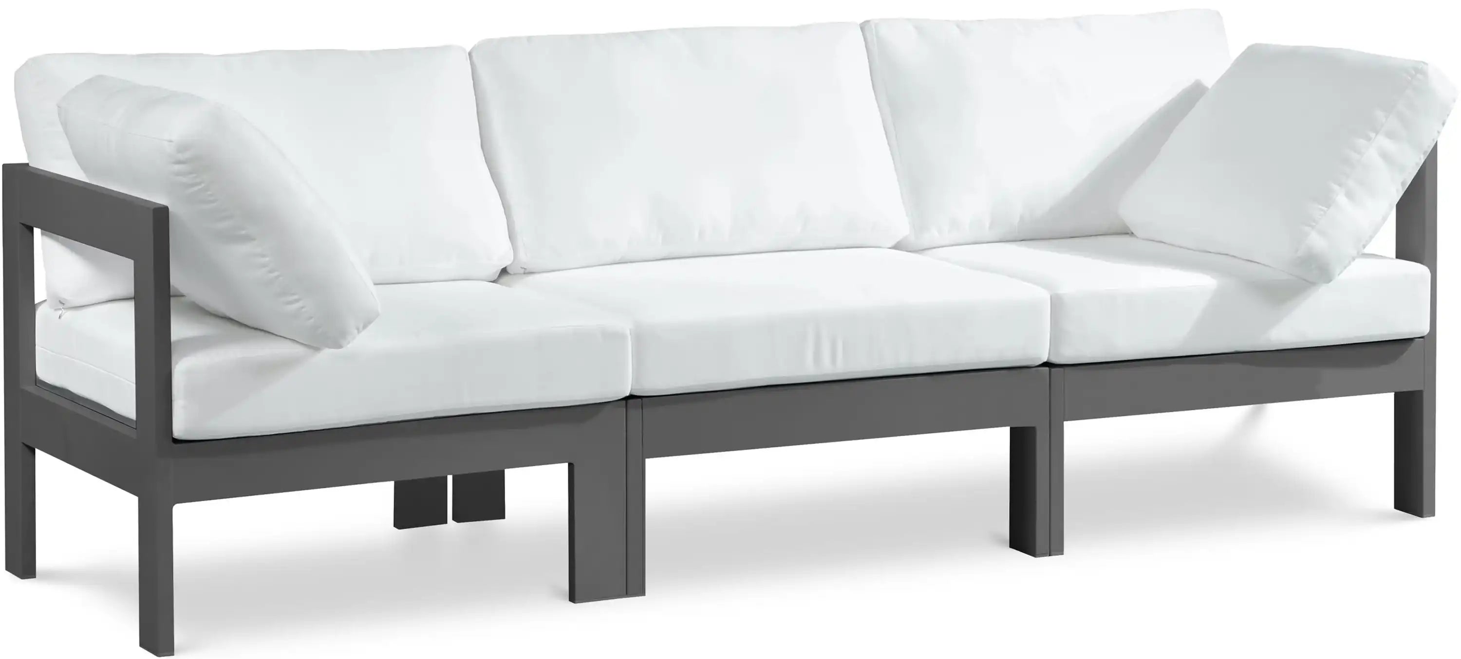Nizuc - Outdoor Patio 3 Seat Modular Sofa With Gray Frame - Best Buy Furniture