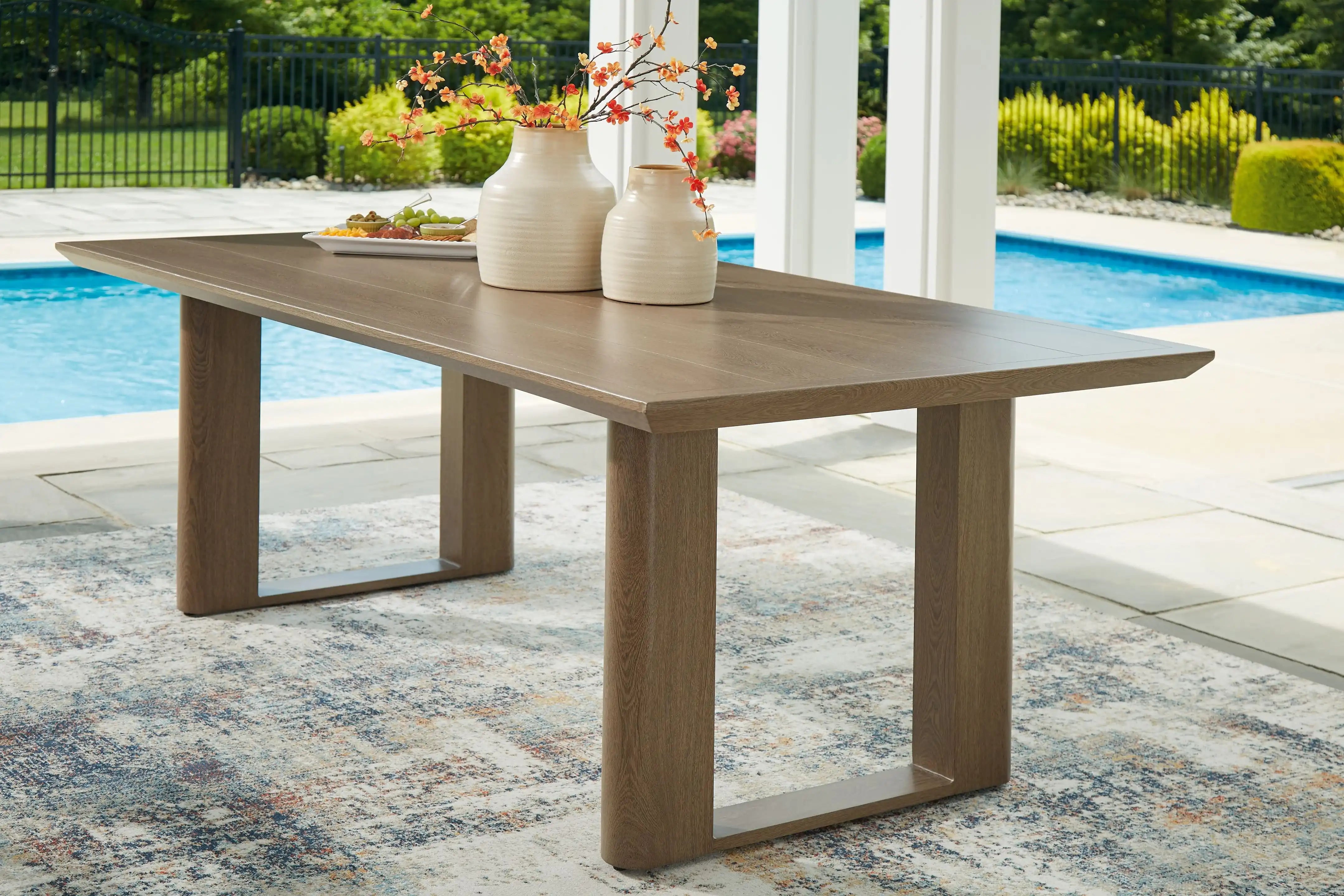 Serene Bay - Rectangular Dining Table With Umbrella Option - Dark Brown - Best Buy Furniture