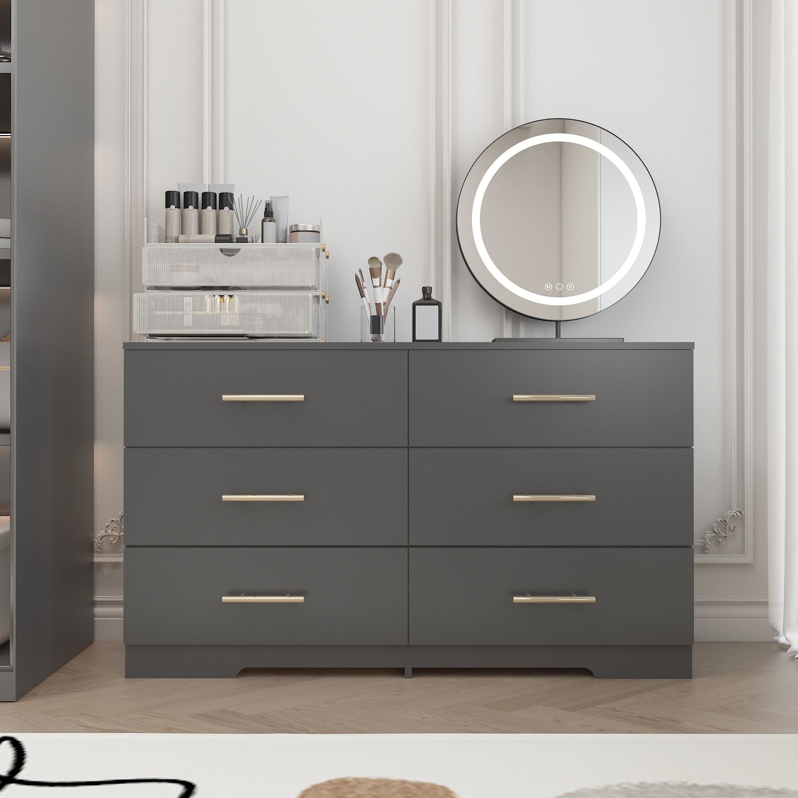 Large 6 Drawers Chest Of Drawer Dressers Table With Handle