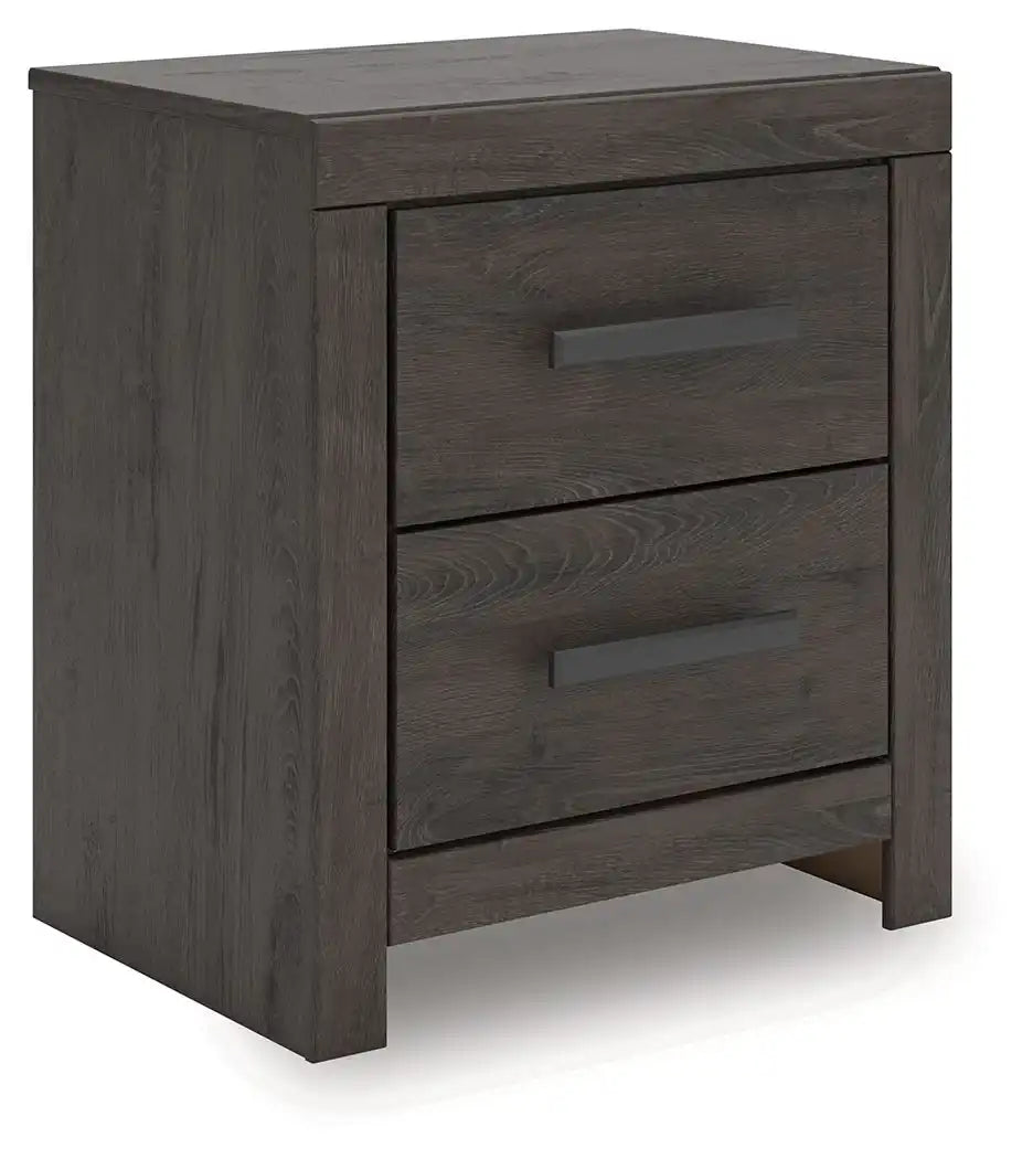 Prendonea - Two Drawer Night Stand - Charcoal - Best Buy Furniture