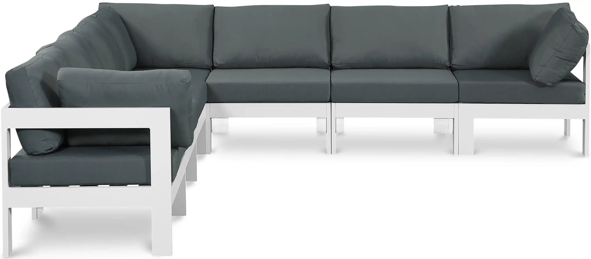 Nizuc - Outdoor Patio 7 Piece Modular Sectional With White Frame - Best Buy Furniture