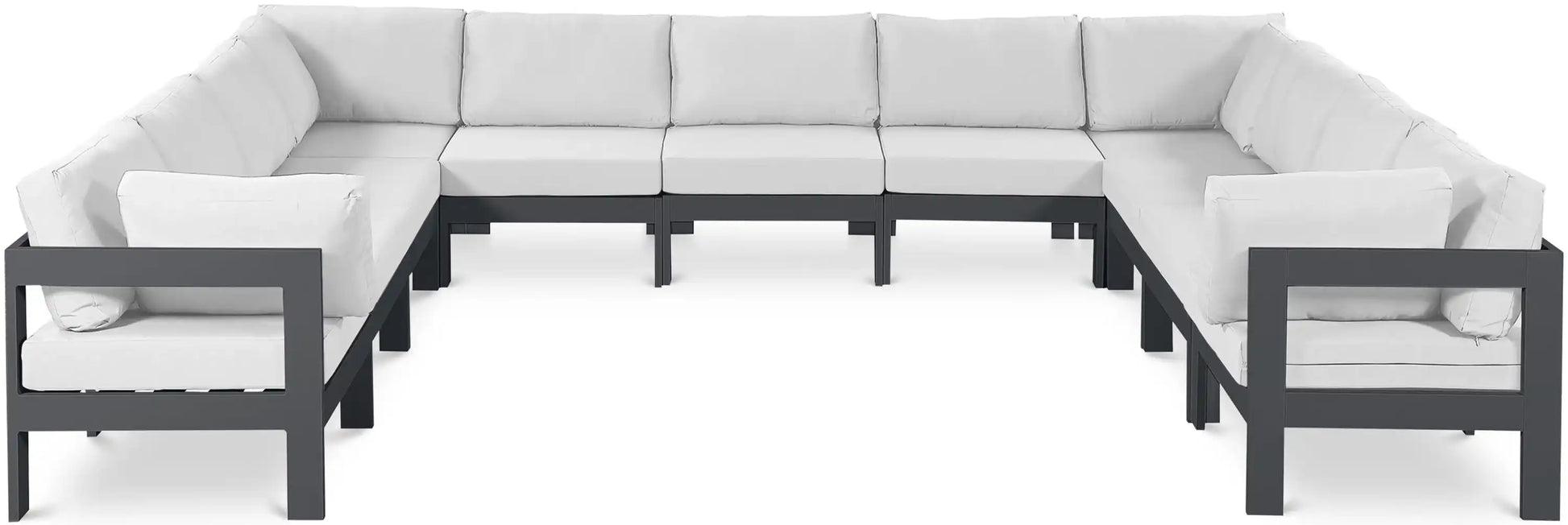 Nizuc - Outdoor Patio 11 Piece Modular Sectional With Gray Frame - Best Buy Furniture