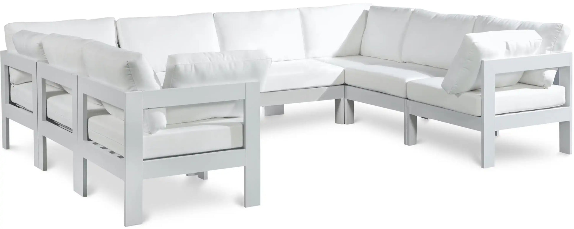 Nizuc - Outdoor Patio 8 Piece Modular Sectional With White Frame - Best Buy Furniture