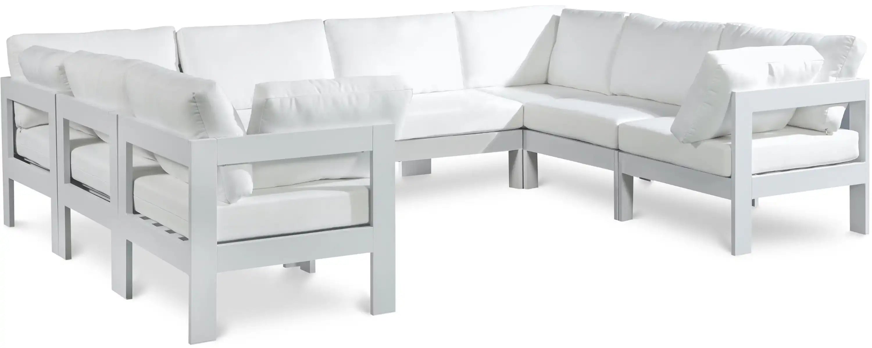 Nizuc - Outdoor Patio 8 Piece Modular Sectional With White Frame - Best Buy Furniture