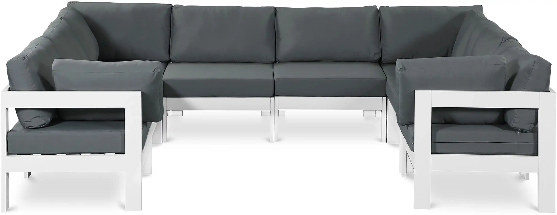 Nizuc - Outdoor Patio 8 Piece Modular Sectional With White Frame - Best Buy Furniture