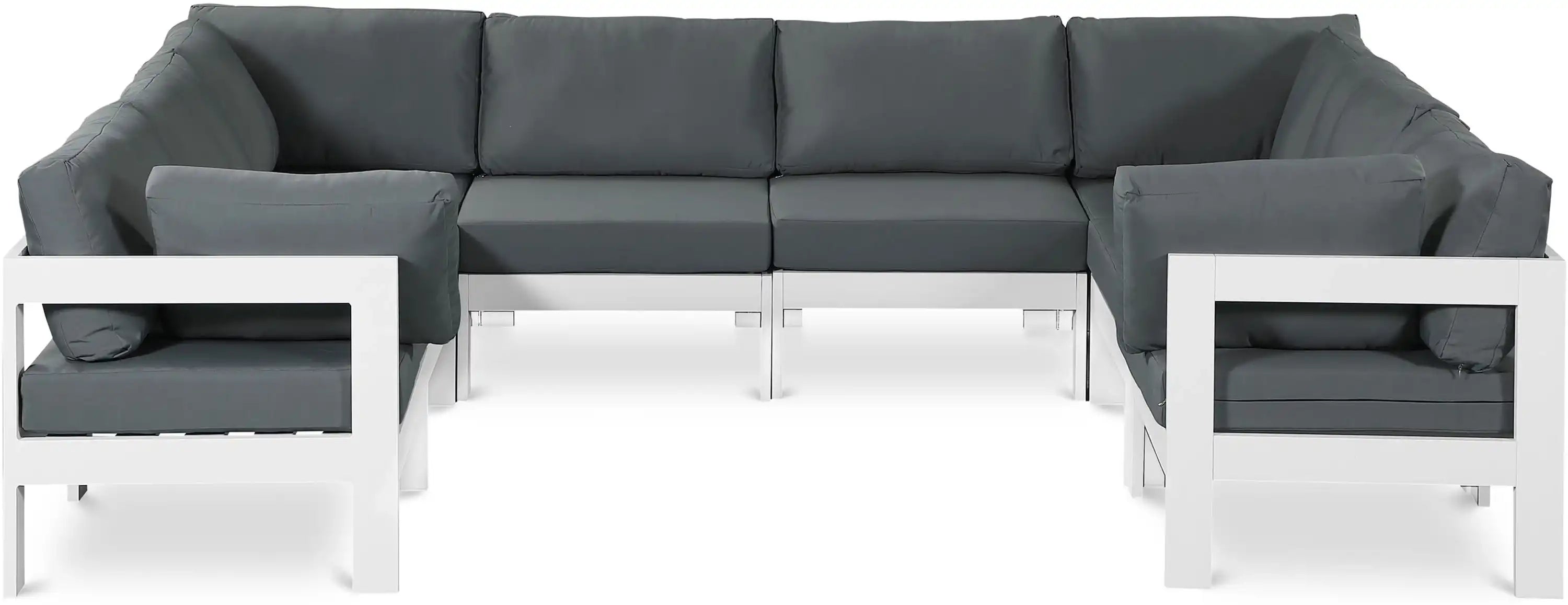 Nizuc - Outdoor Patio 8 Piece Modular Sectional With White Frame - Best Buy Furniture