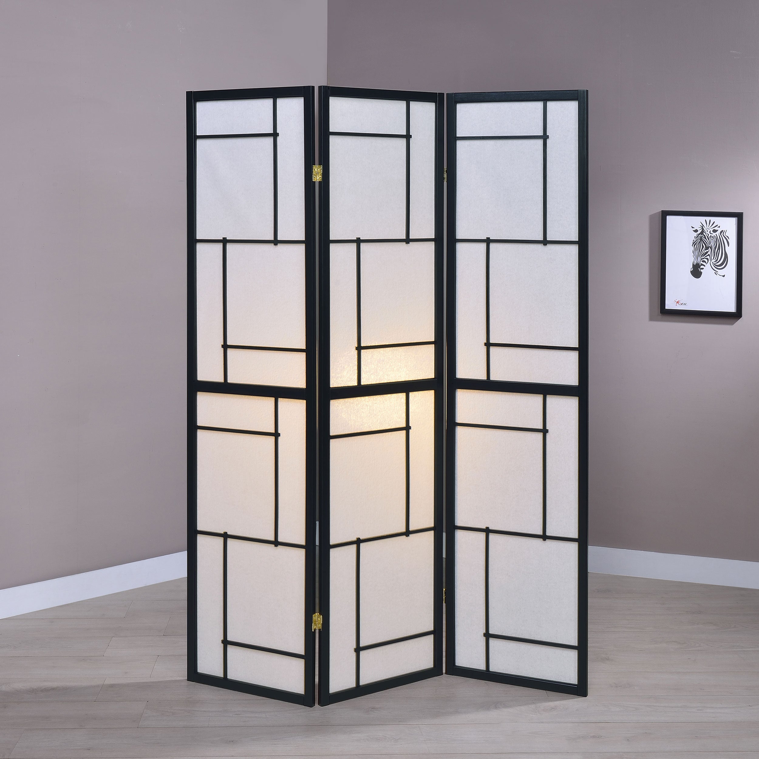 Damis 3-Panel Room Divider Folding Shoji Screen Black-CoasterEveryday