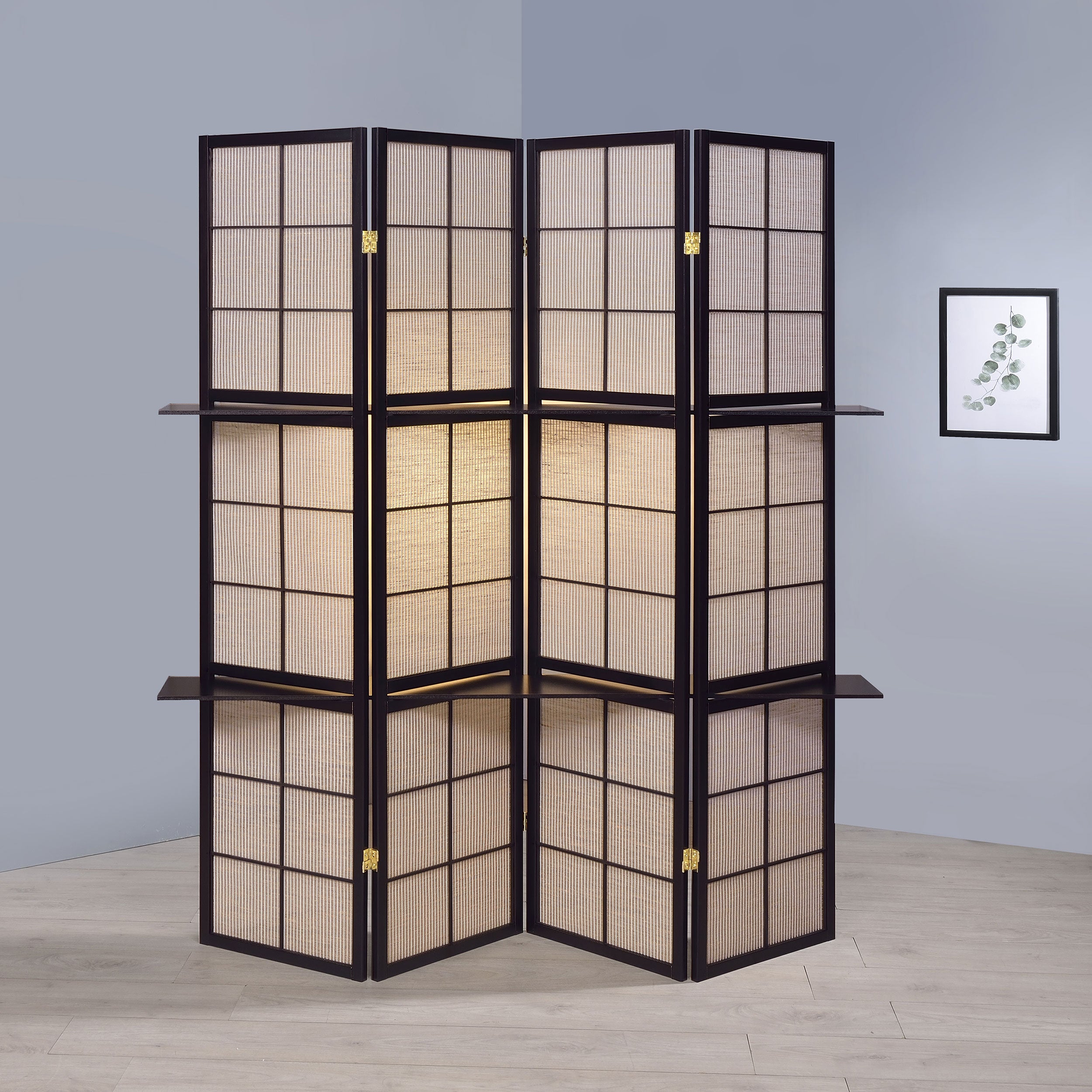 Iggy 4-Panel Room Divider Folding Shoji Screen Cappuccino-CoasterEveryday