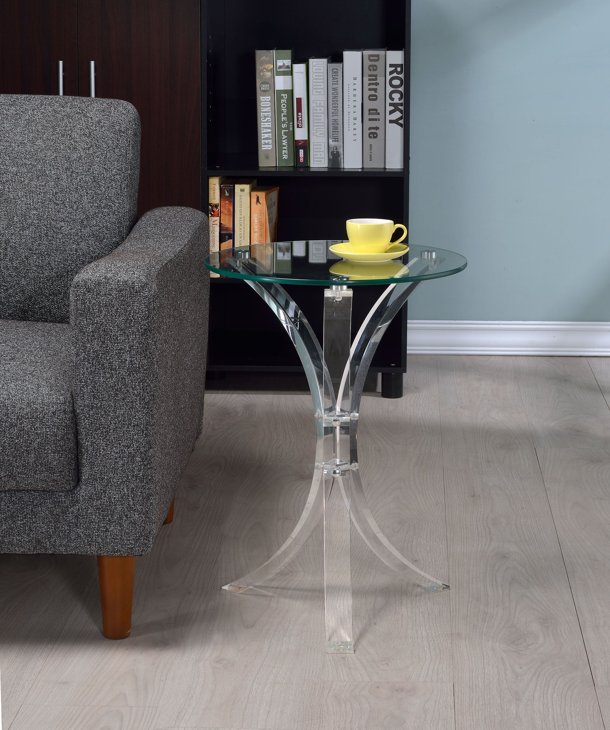 Laning Round Glass Top Acrylic Side Table Clear-CoasterEveryday