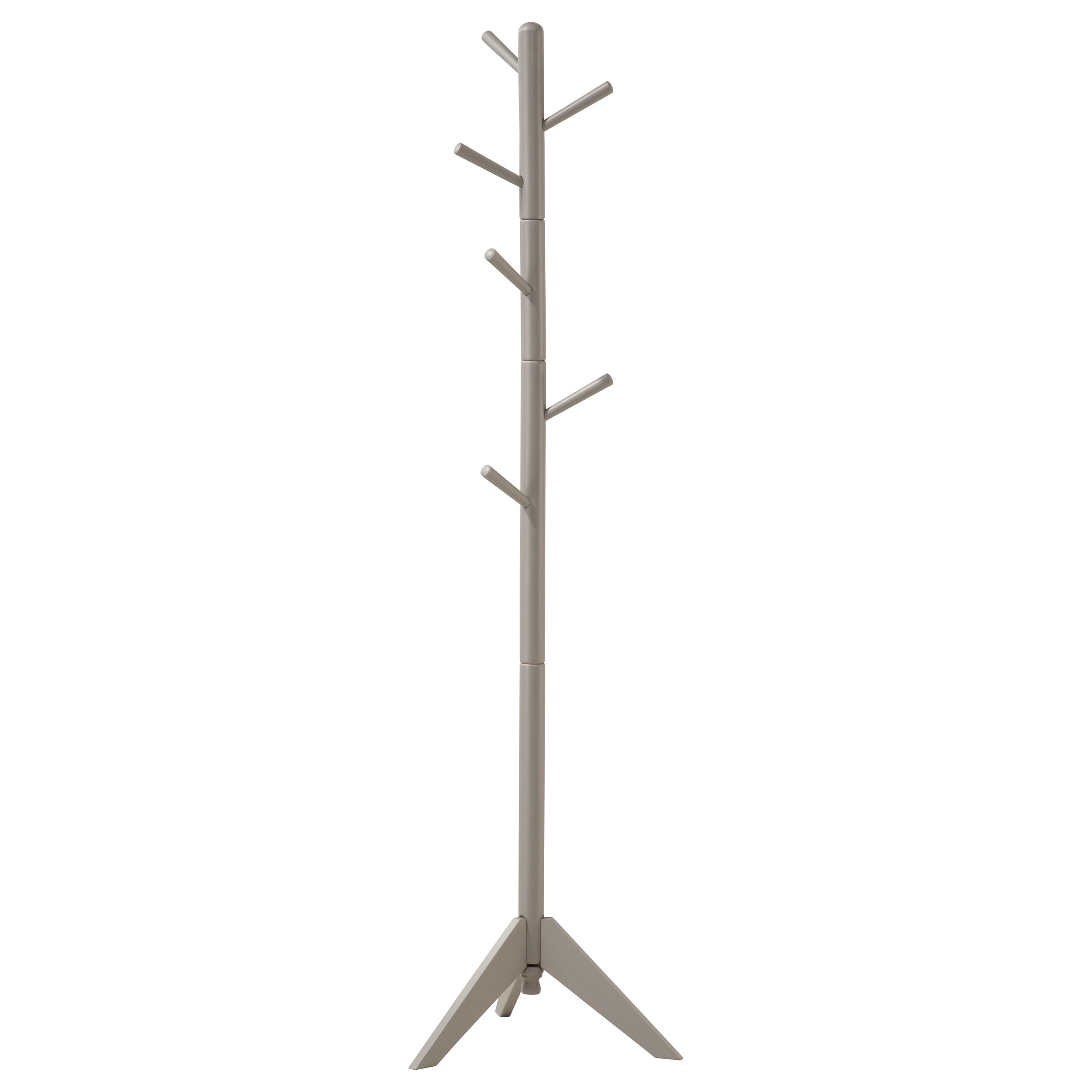 Devlin 6 Hook Freestanding Wood Coat Rack Hat Hanger Grey-CoasterEveryday