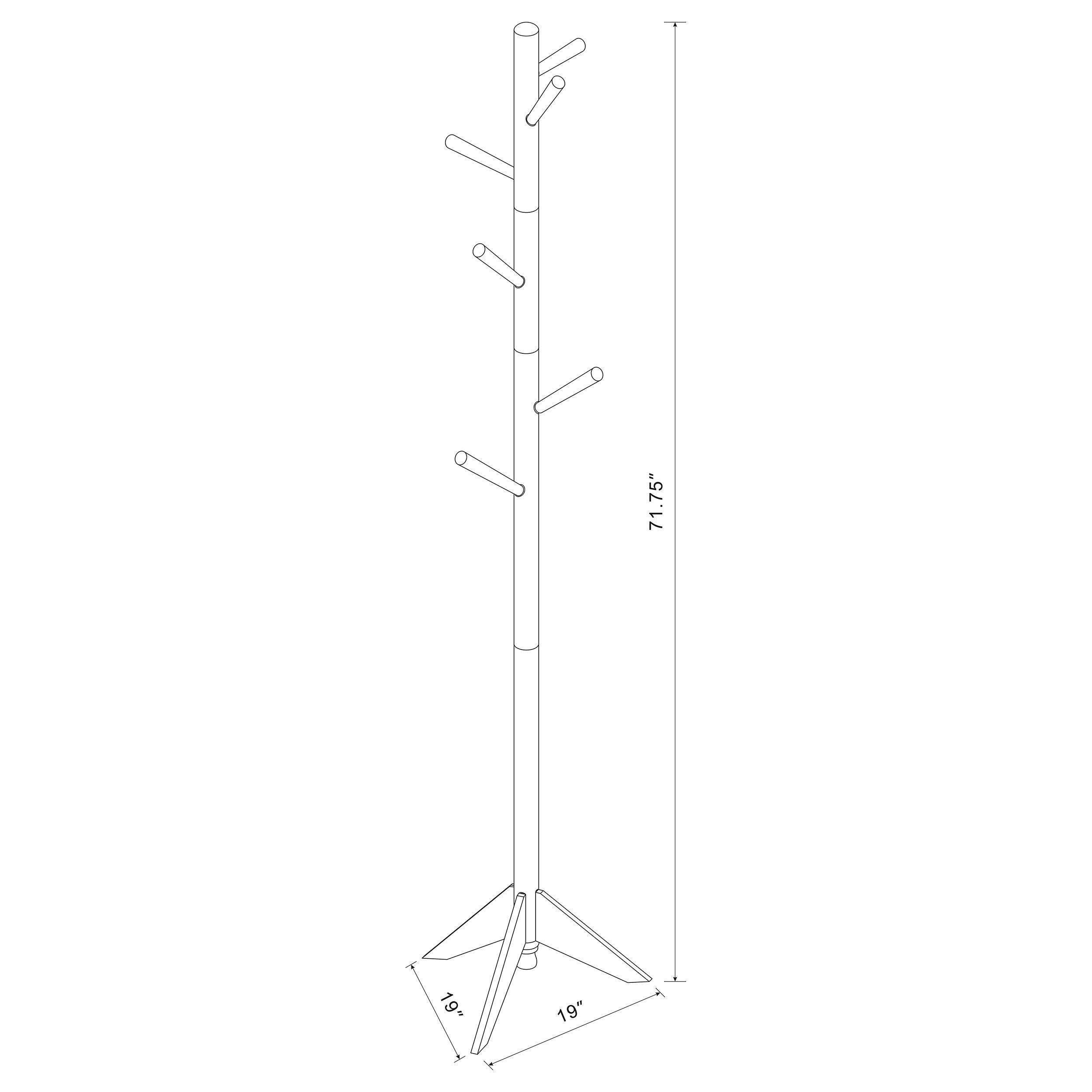 Devlin 6 Hook Freestanding Wood Coat Rack Hat Hanger Grey-CoasterEveryday