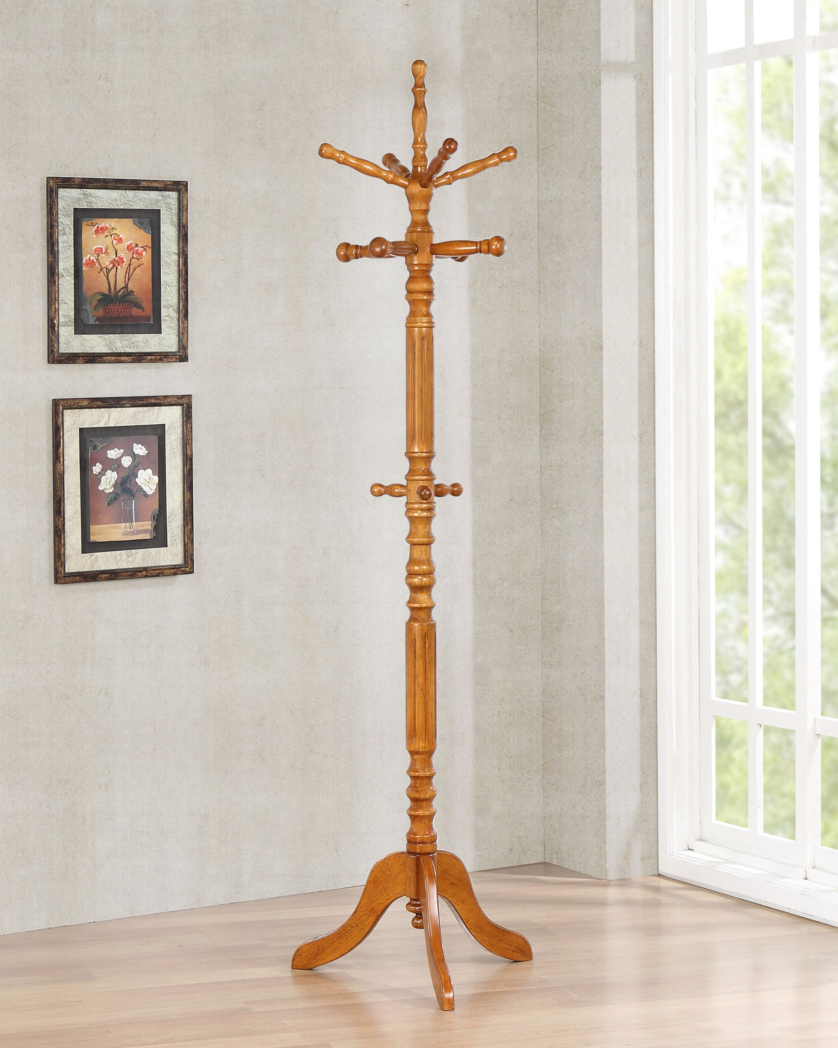 Achelle 11 Hook Freestanding Coat Rack Hanger Golden Brown-CoasterEveryday