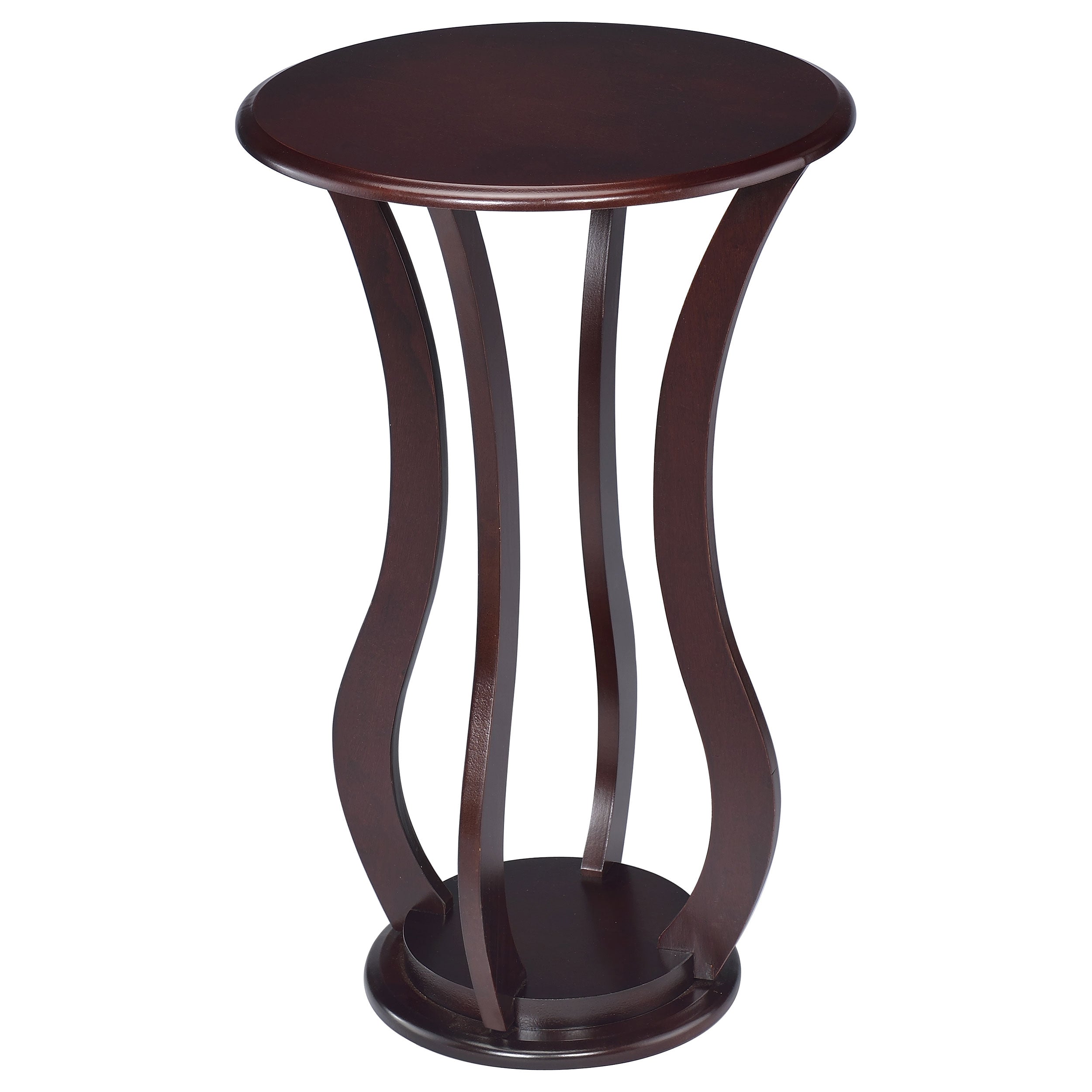 Elton Round Wood Top Accent Plant Stand Cherry-CoasterEveryday