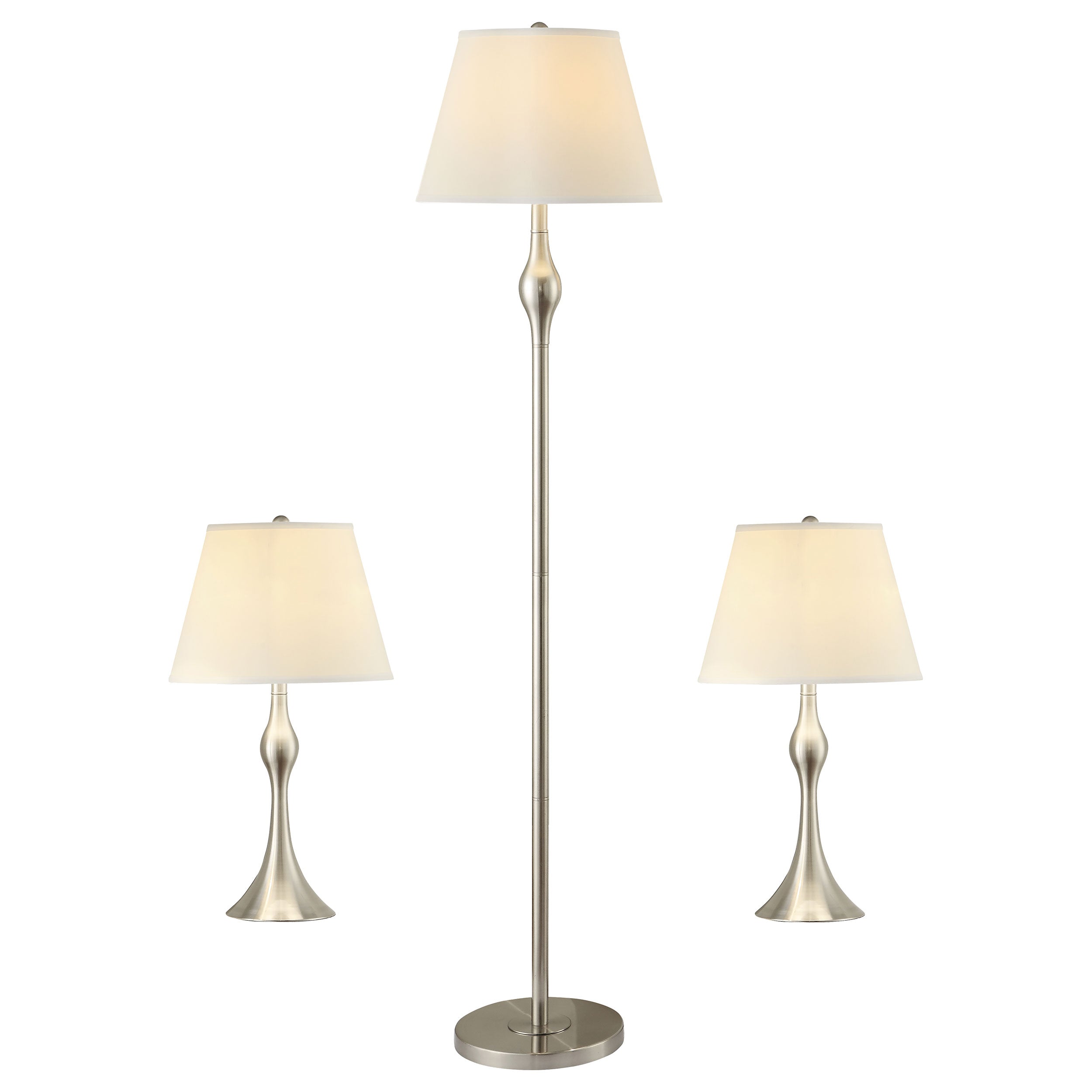 Griffin 3-piece Floor and Table Lamp Set Brushed Nickel-CoasterEssence
