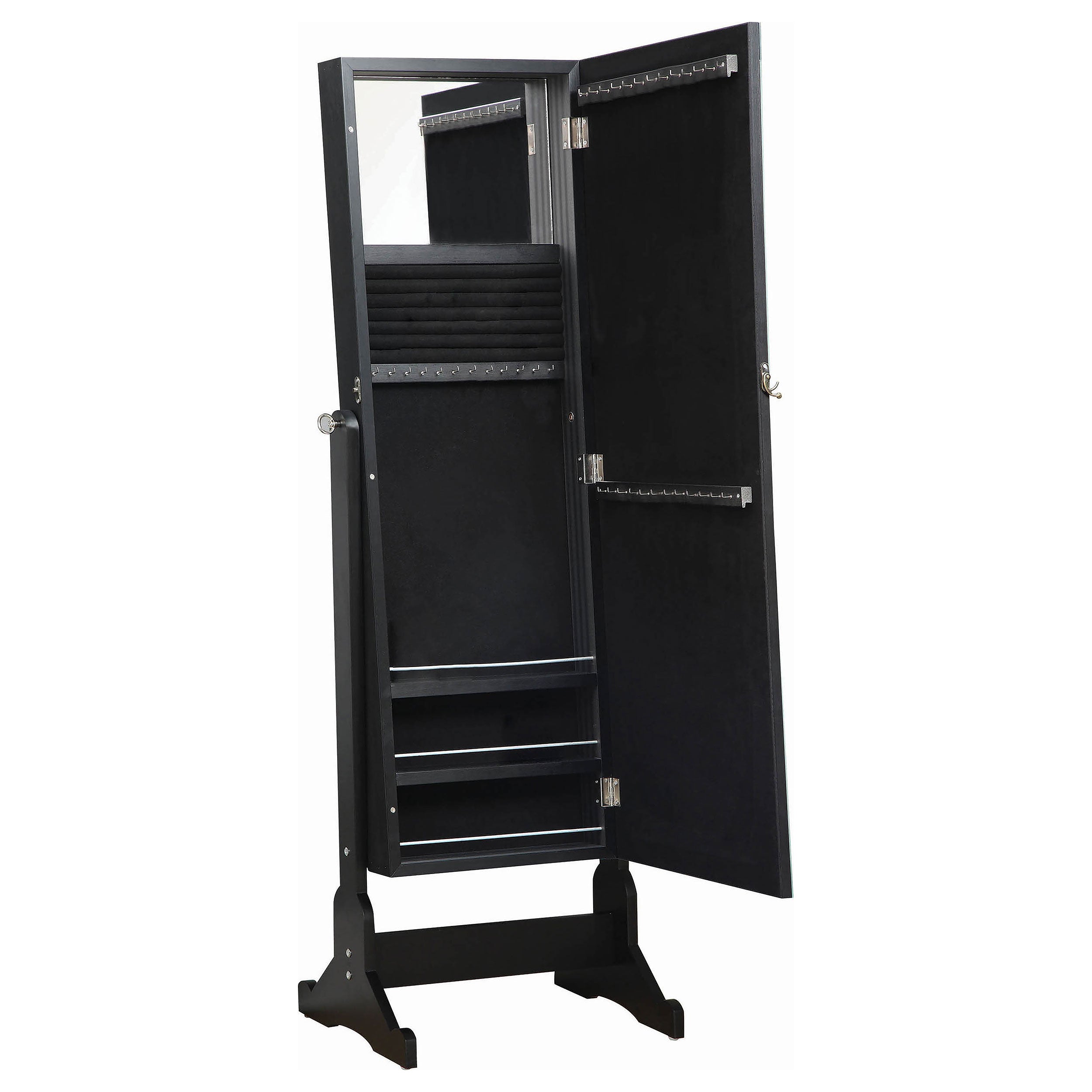 Cortez Cheval Mirror with Jewelry Storage Black-CoasterEssence