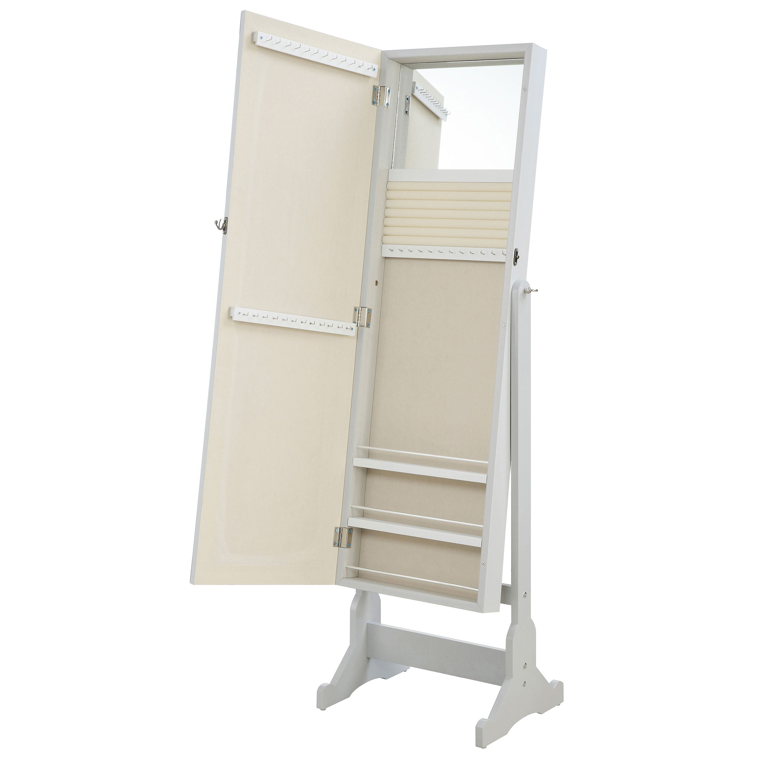 Yvonne Cheval Mirror with Jewelry Storage Dove Grey-CoasterEssence