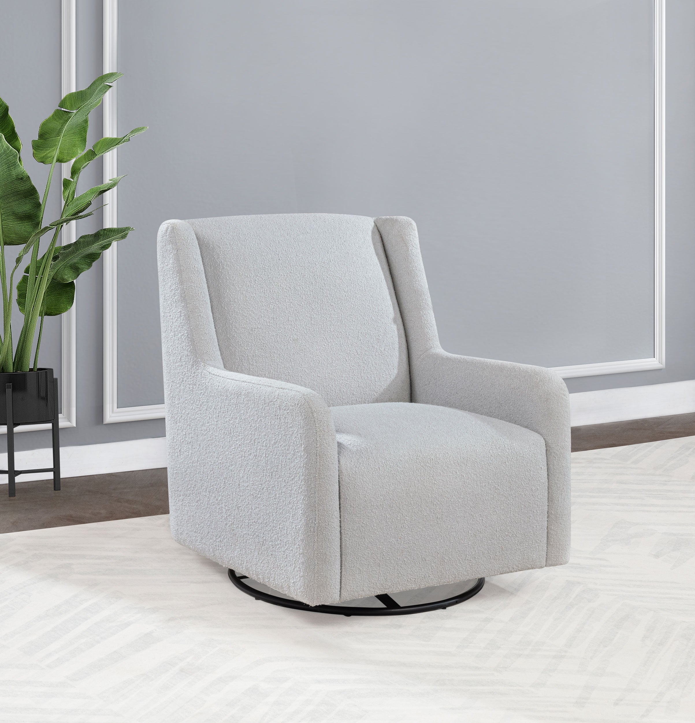 Serra Boucle Upholstered Swivel Glider Dove Grey-