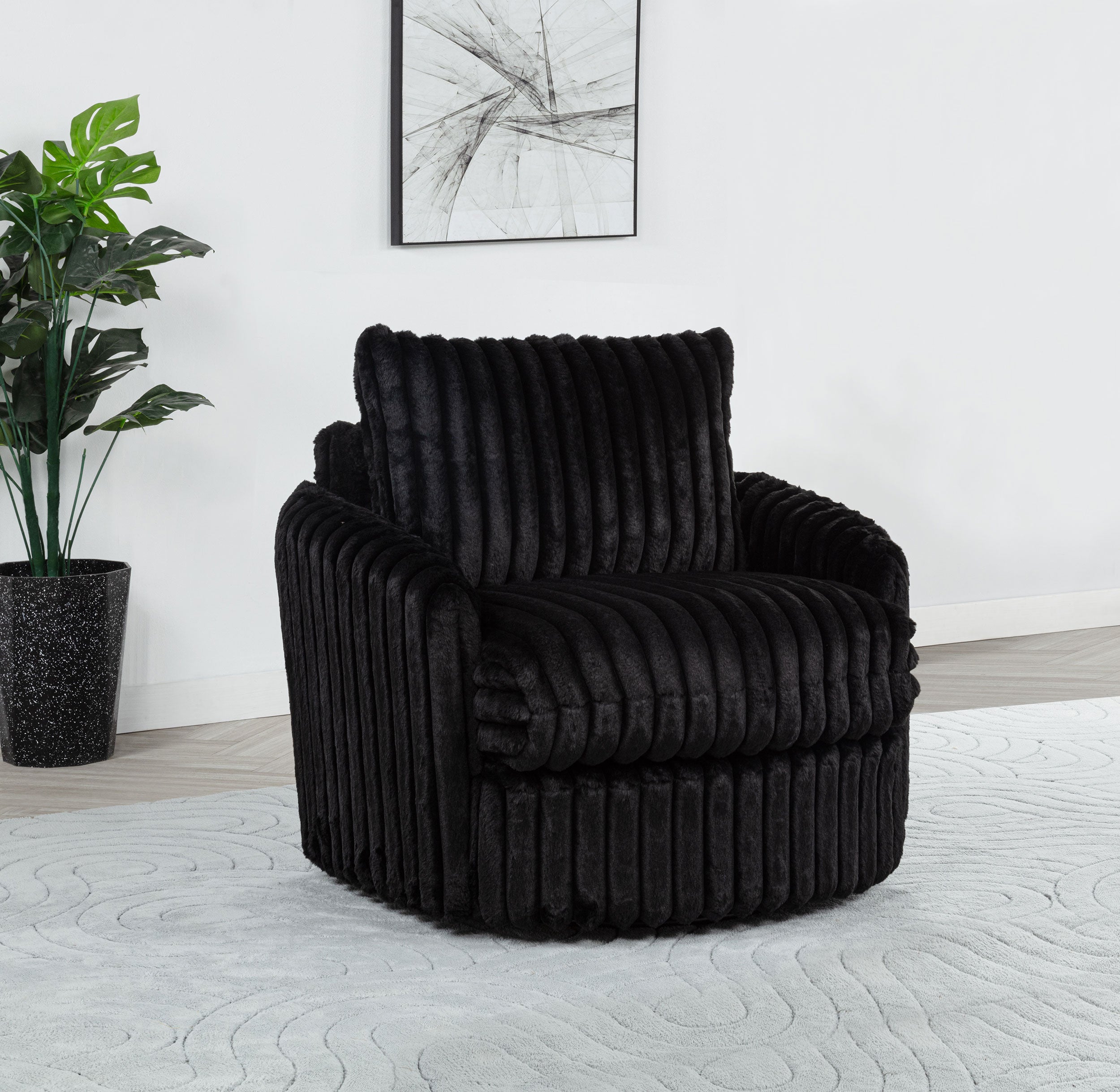 Sarco Corduroy Upholstered Swivel Accent Arm Chair Black-