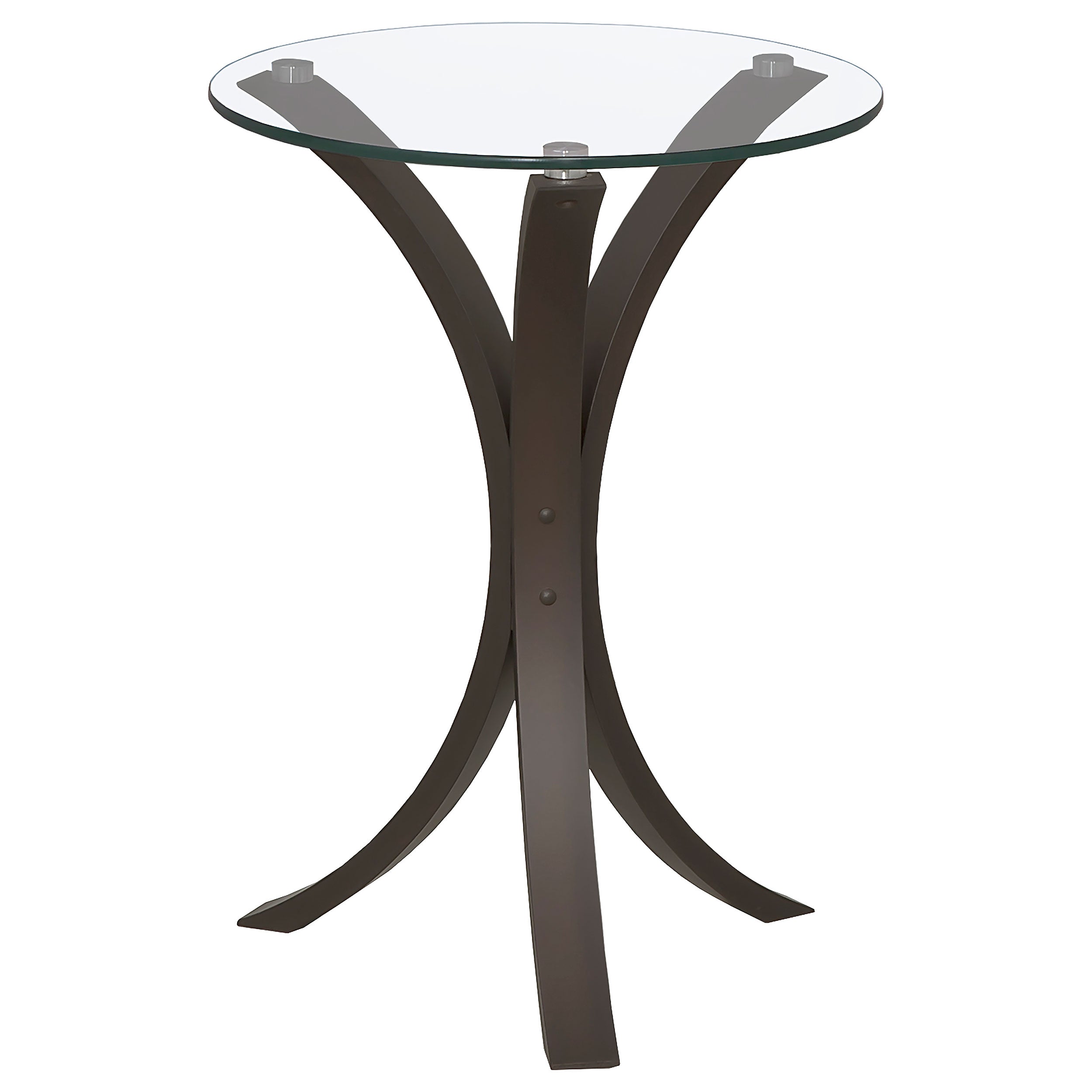 Edgar Round Glass Top Accent Side Table Cappuccino-CoasterEveryday