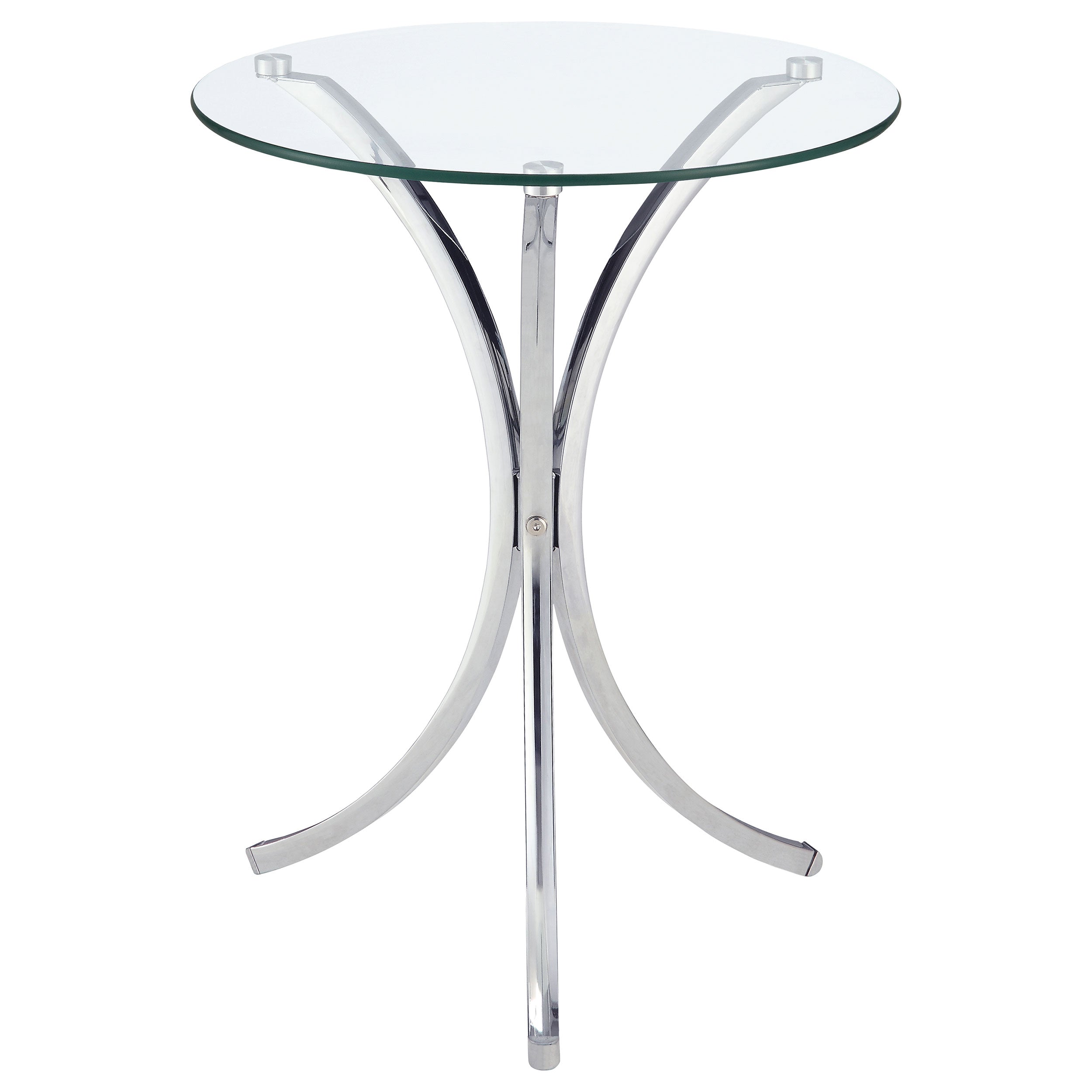 Eloise Round Glass Top Accent Side Table Chrome-CoasterEveryday