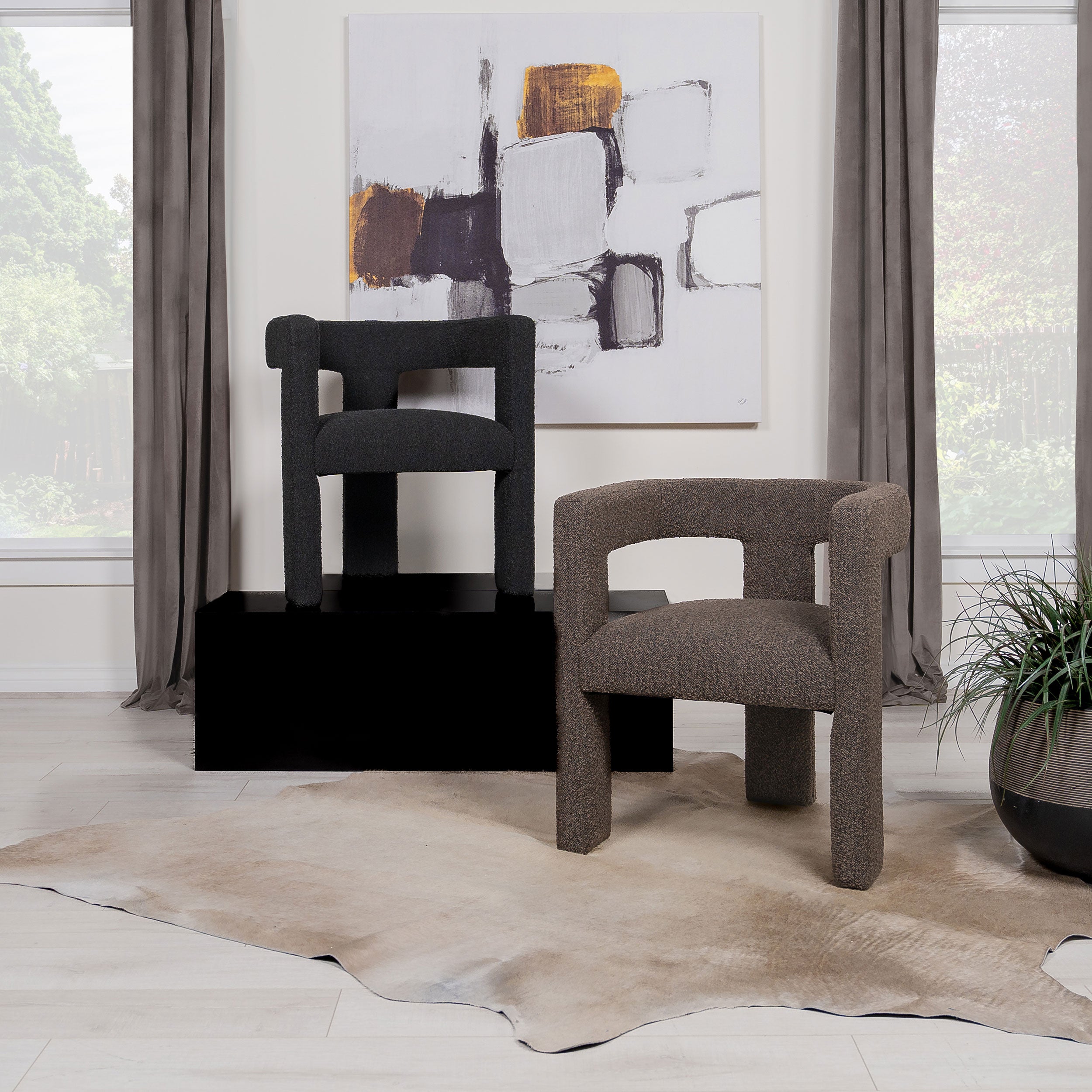 Petra Boucle Upholstered Accent Side Chair Chocolate Brown-