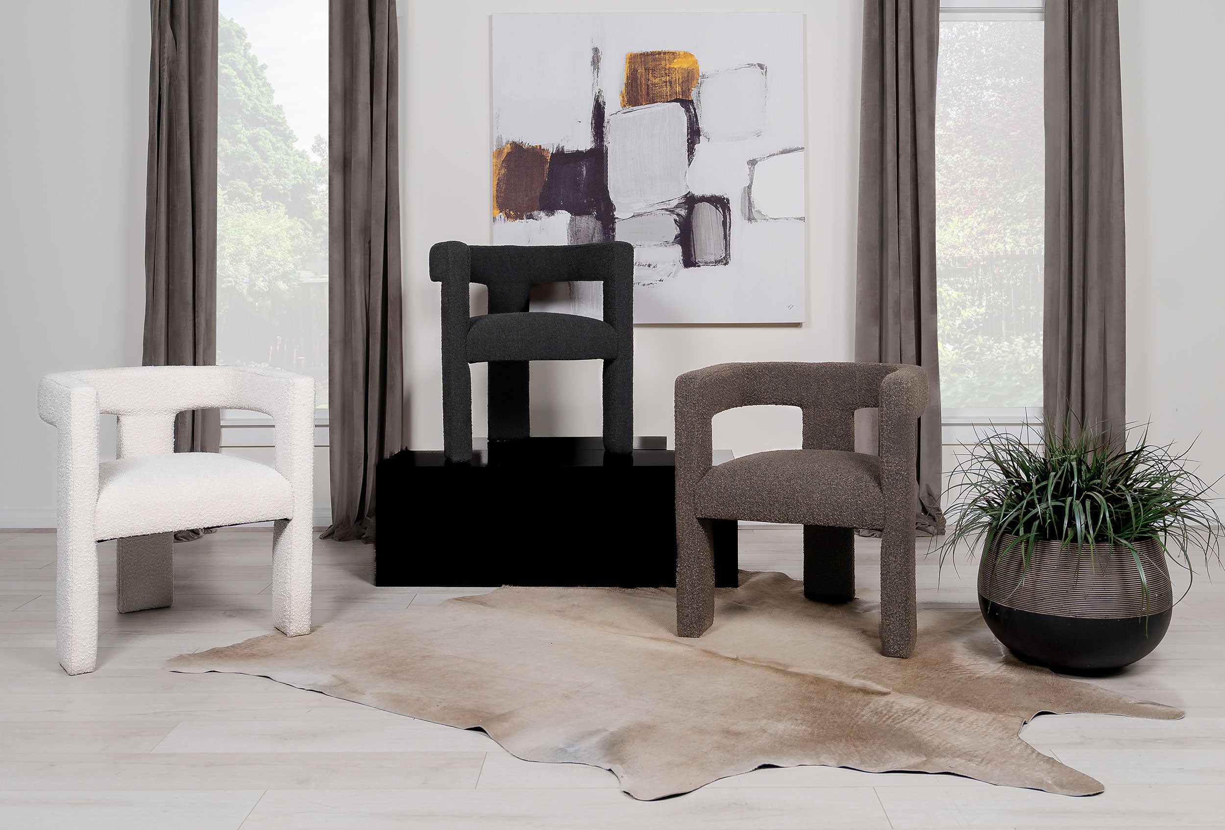 Petra Boucle Upholstered Accent Side Chair Chocolate Brown-