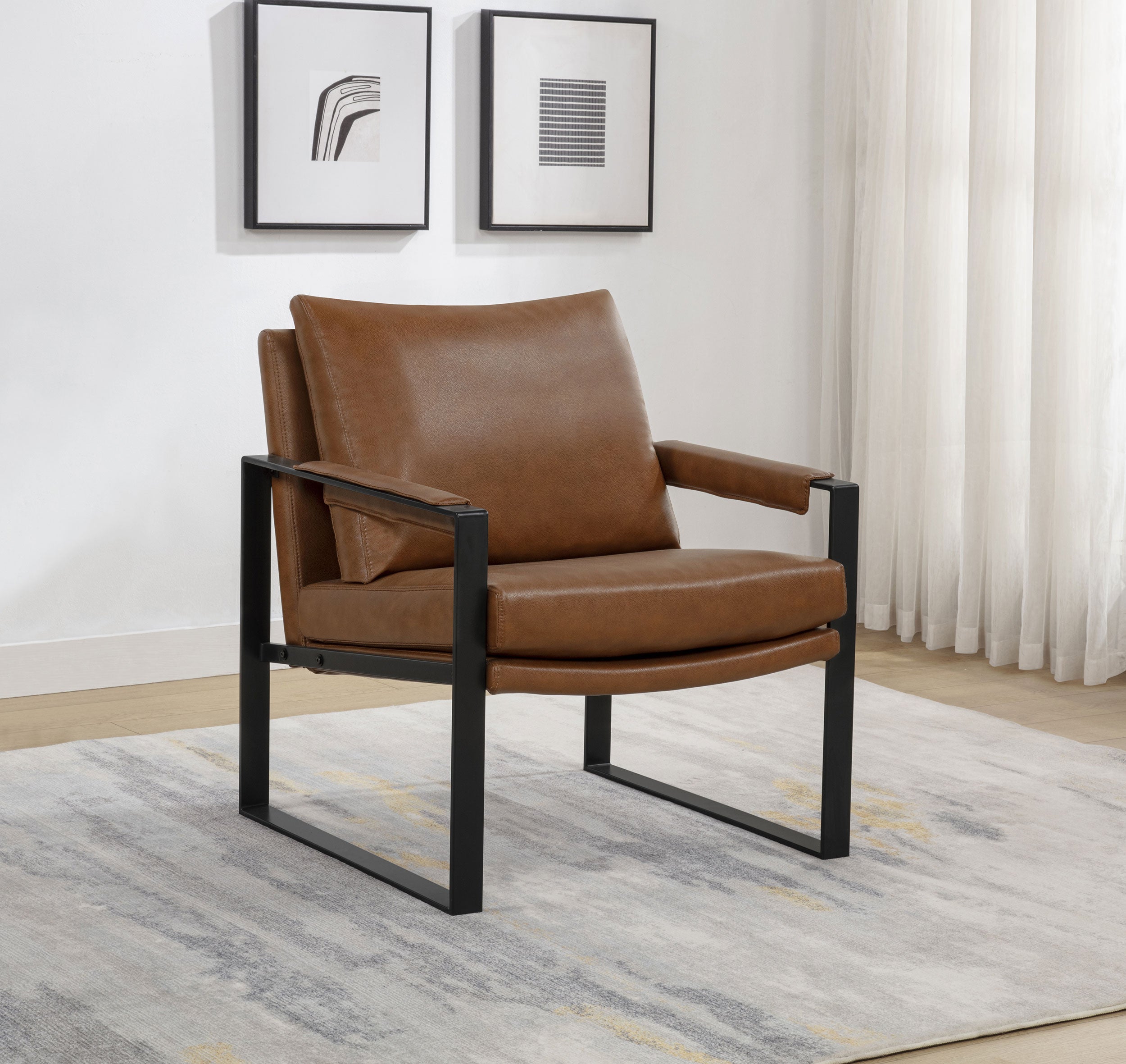 Rosalind Upholstered Track Arm Accent Chair Brown-