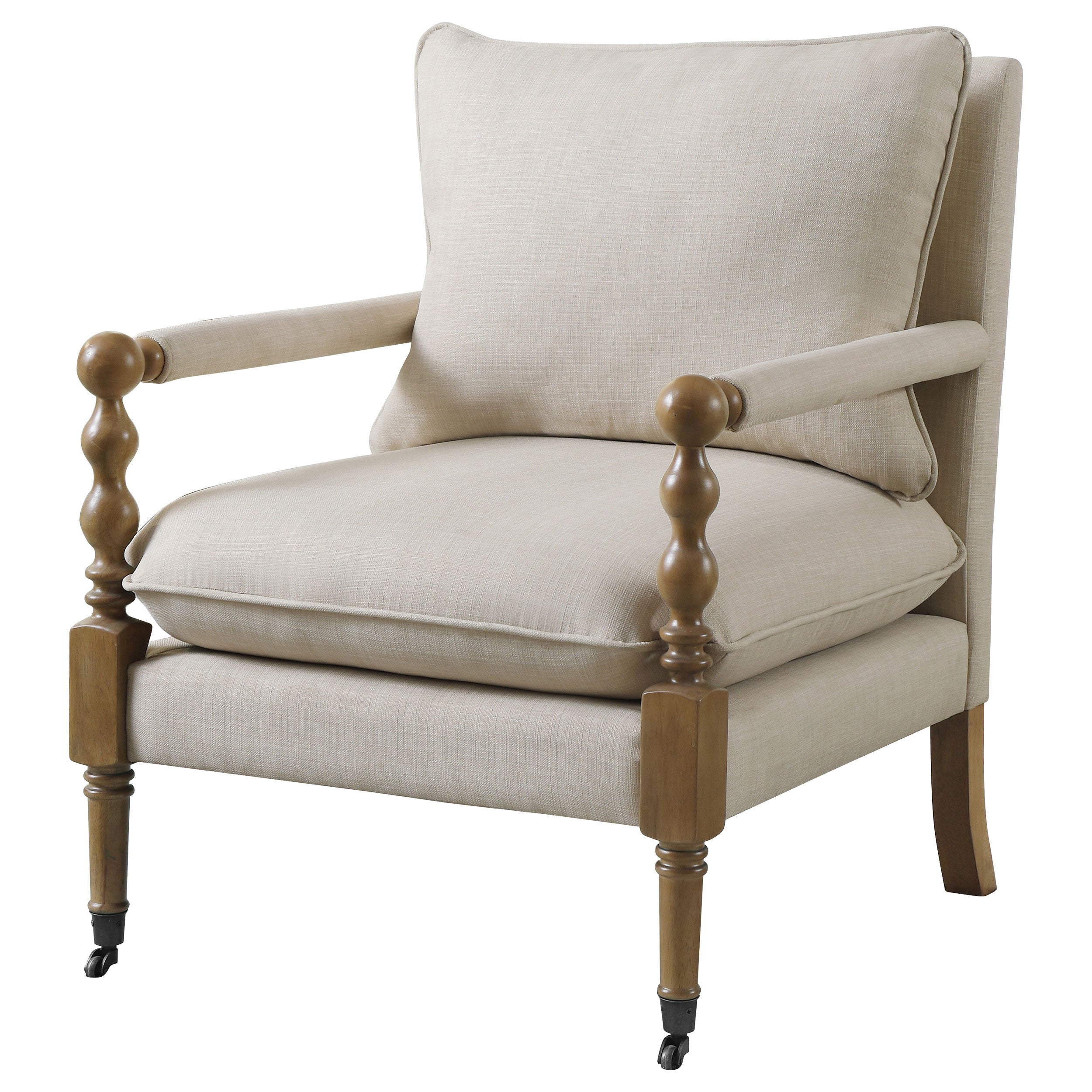 Dempsy Upholstered Accent Chair with Casters Beige-CoasterElevations