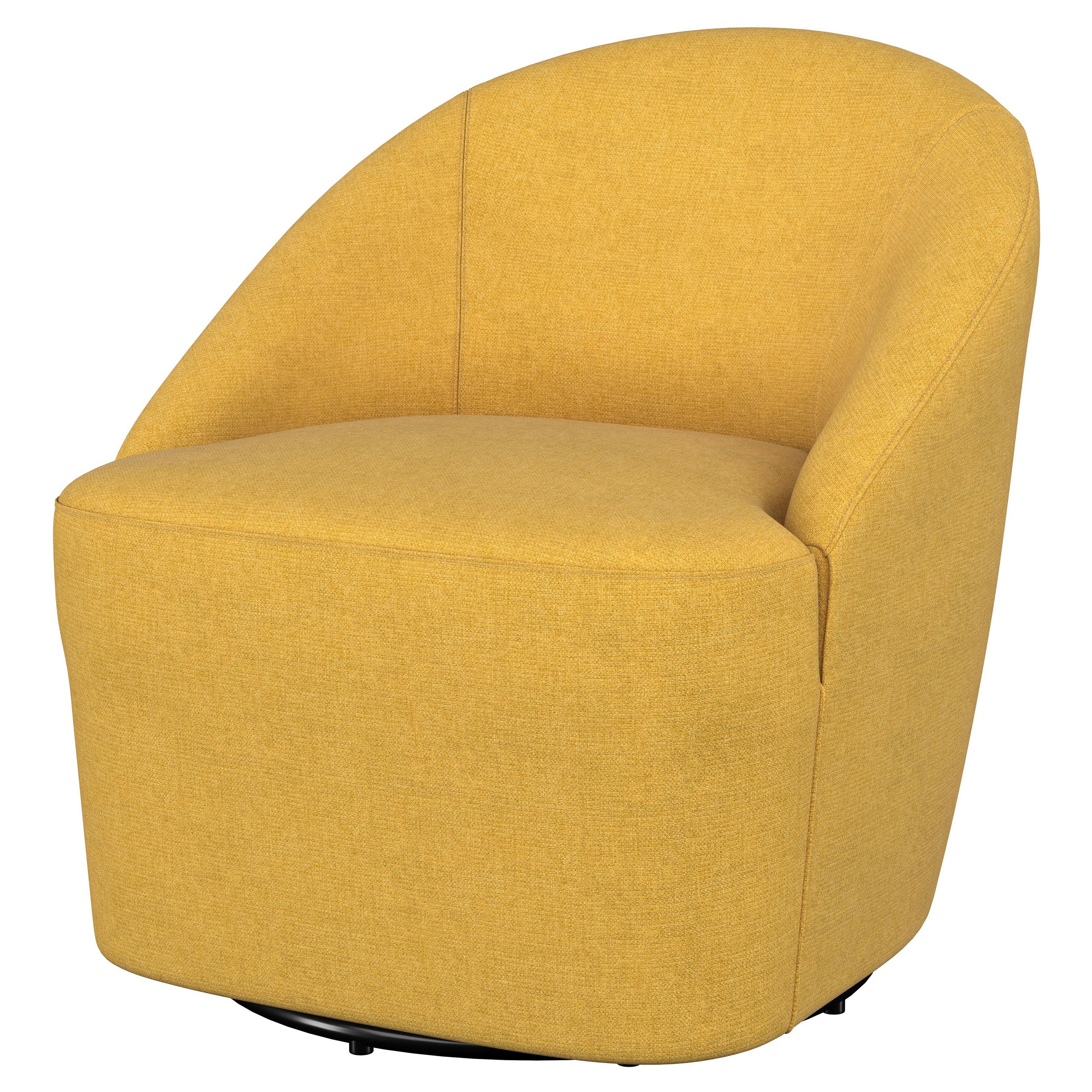 Leon Upholstered Barrel Accent Swivel Chair Mustard Yellow-