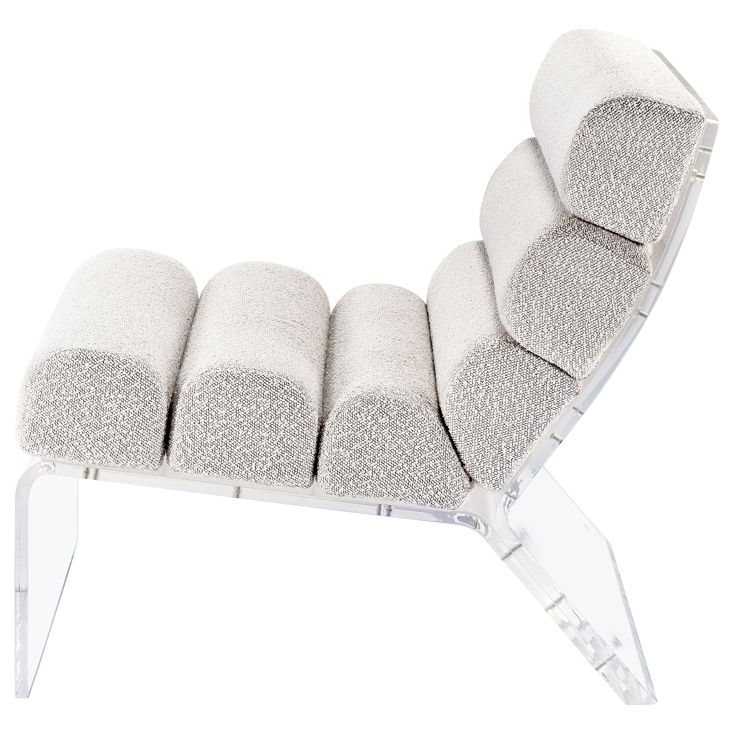 Serreta Boucle Upholstered Armless Acrylic Chair Ivory-