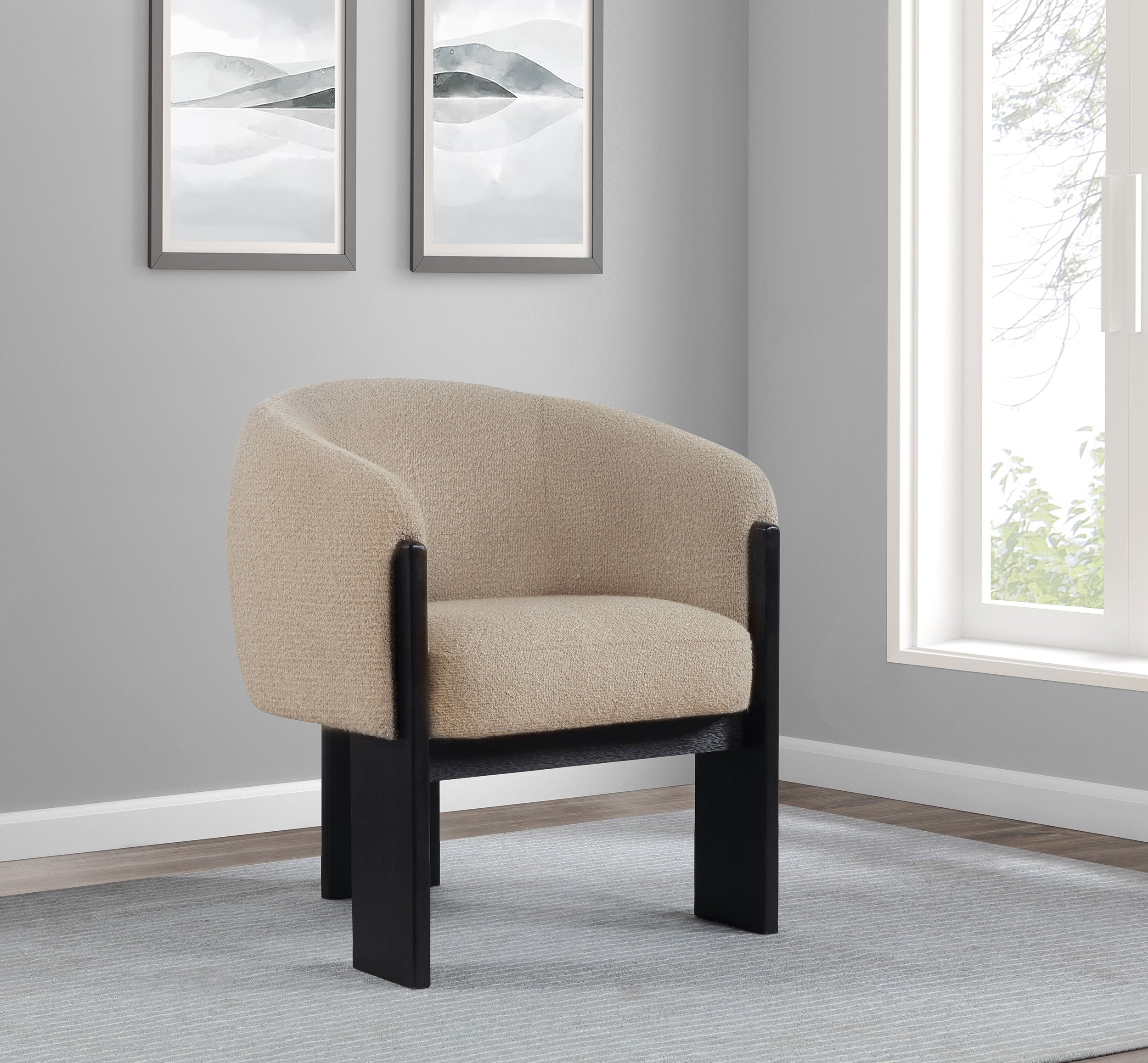 Valdez Boucle Upholstered Barrel Back Accent Chair Beige-