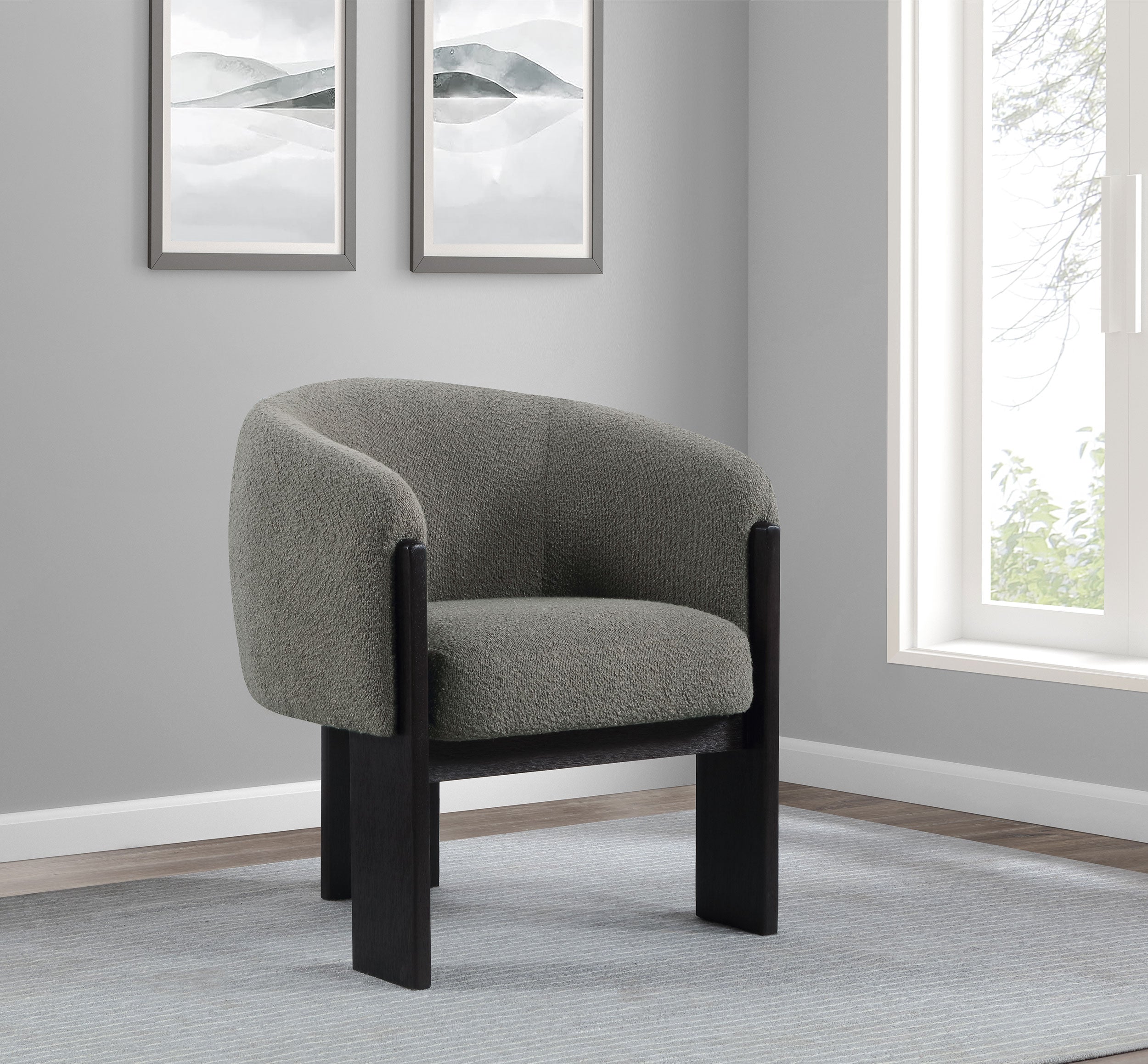 Valdez Boucle Upholstered Barrel Back Accent Chair Brown-