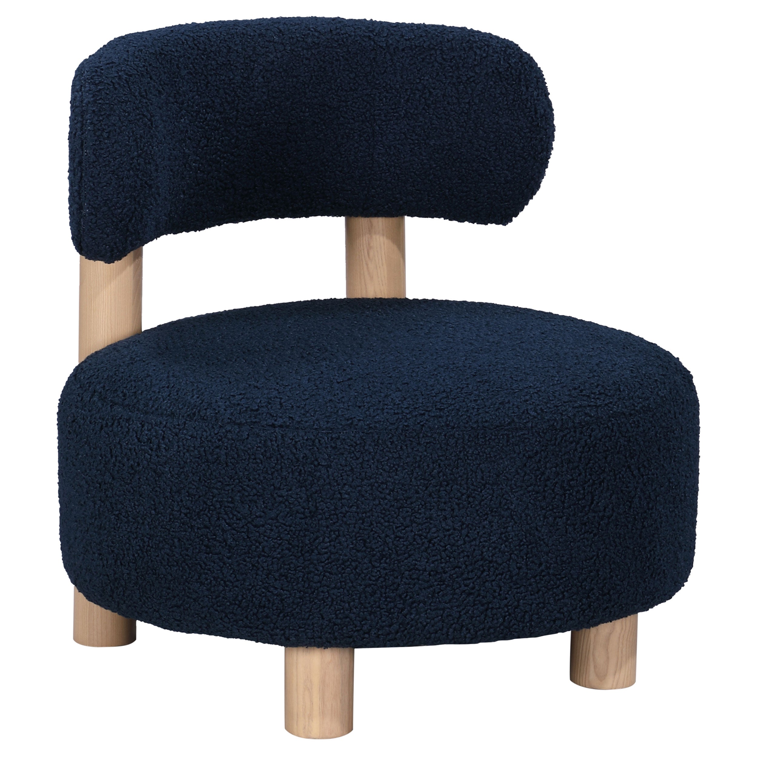 Zonie Boucle Upholstered Barrel Back Accent Chair Blue-