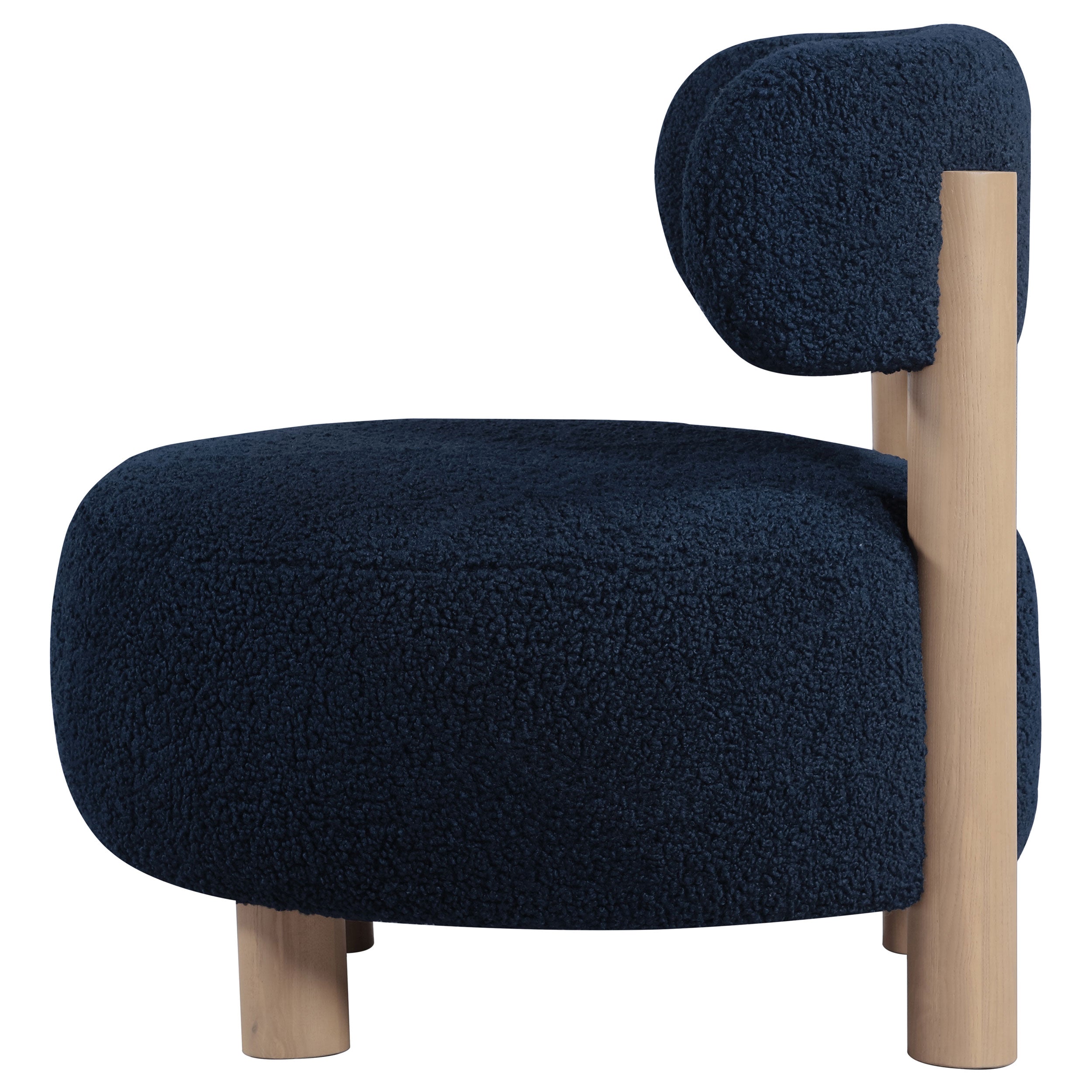 Zonie Boucle Upholstered Barrel Back Accent Chair Blue-