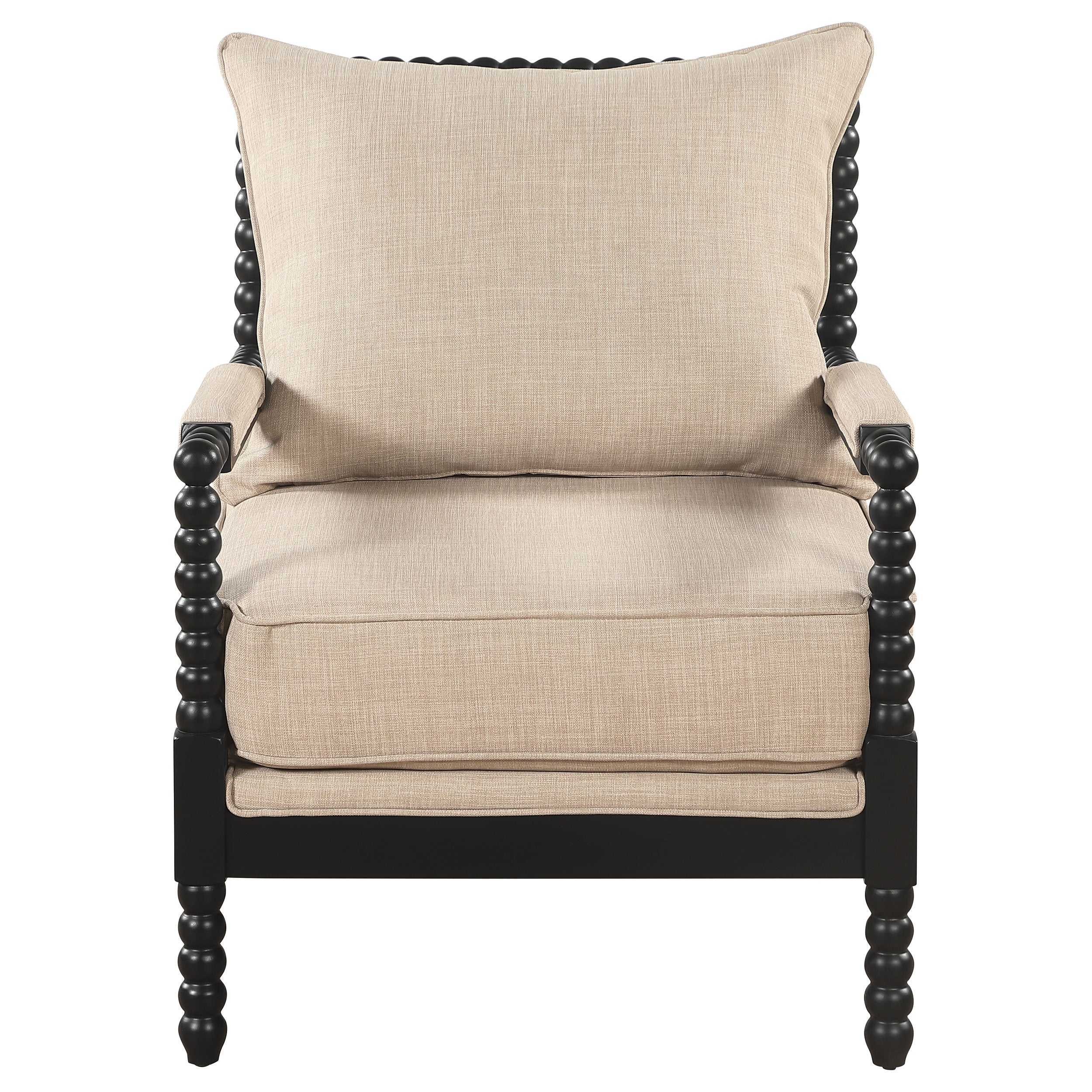 Blanchett Upholstered Bobbin Accent Chair Beige and Black-
