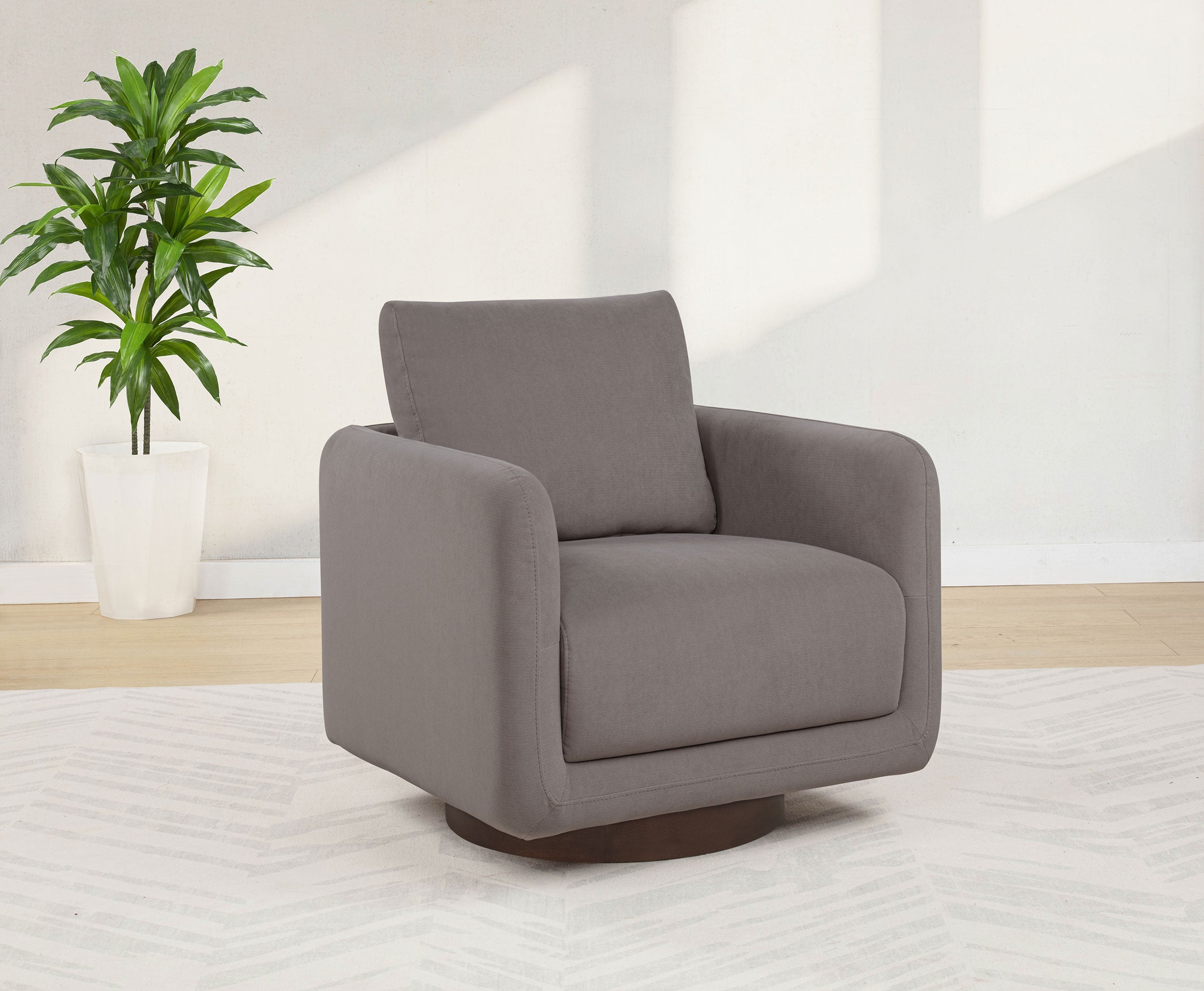 Iris Fabric Upholstered Swivel Accent Chair Stone-