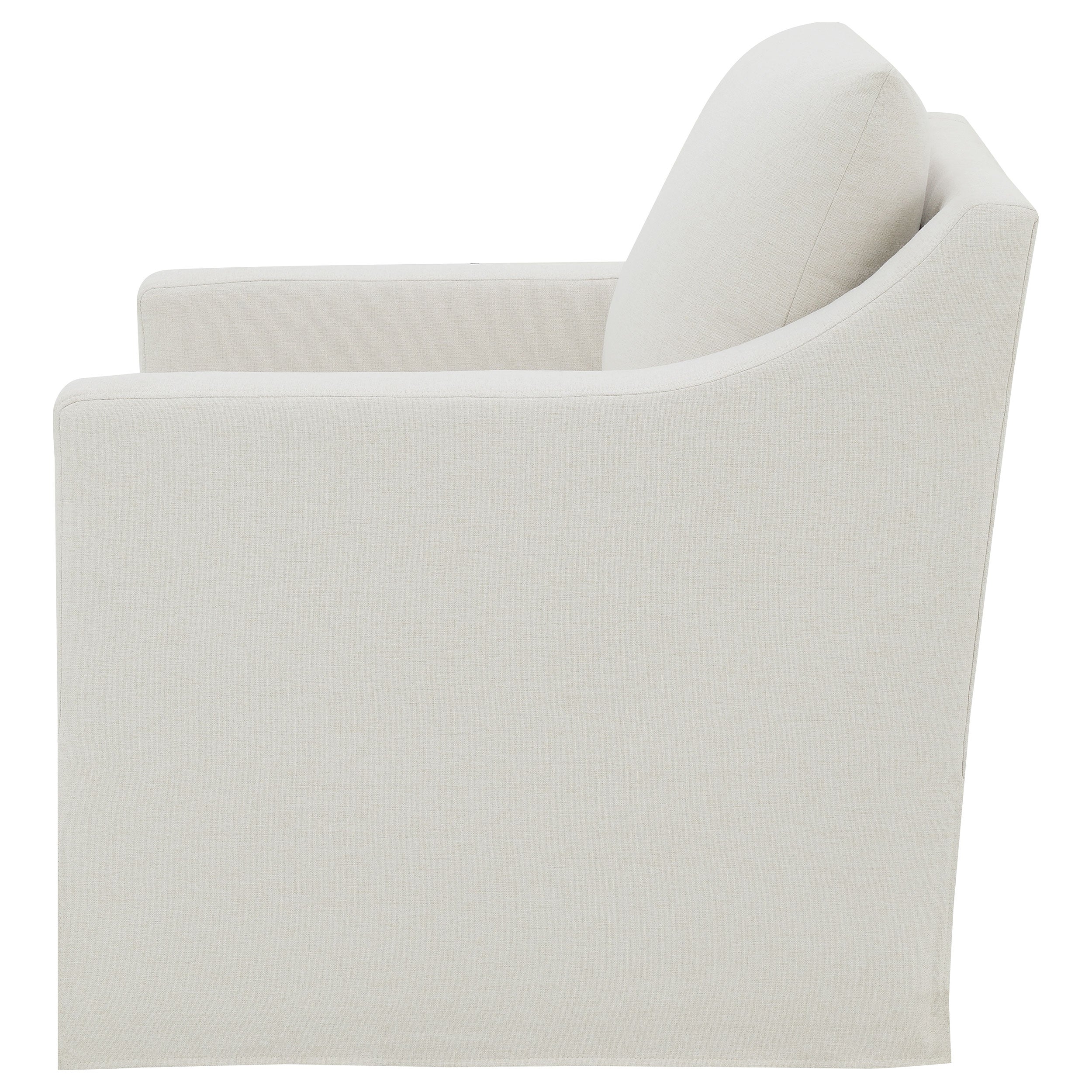 Winter Upholstered Sloped Arm Accent Swivel Chair Beige-