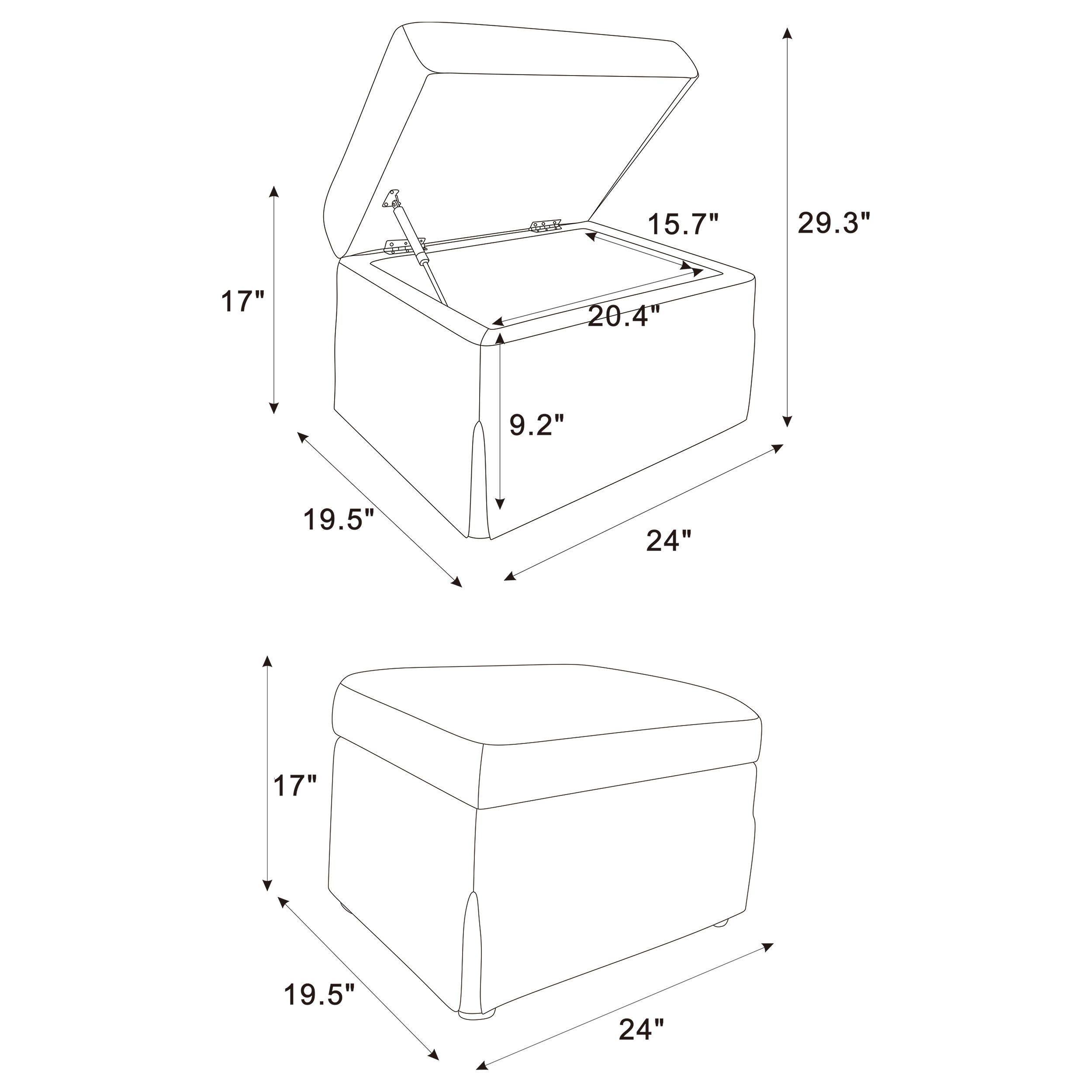 Winter Upholstered Hydraulic Lift Top Storage Ottoman Beige-