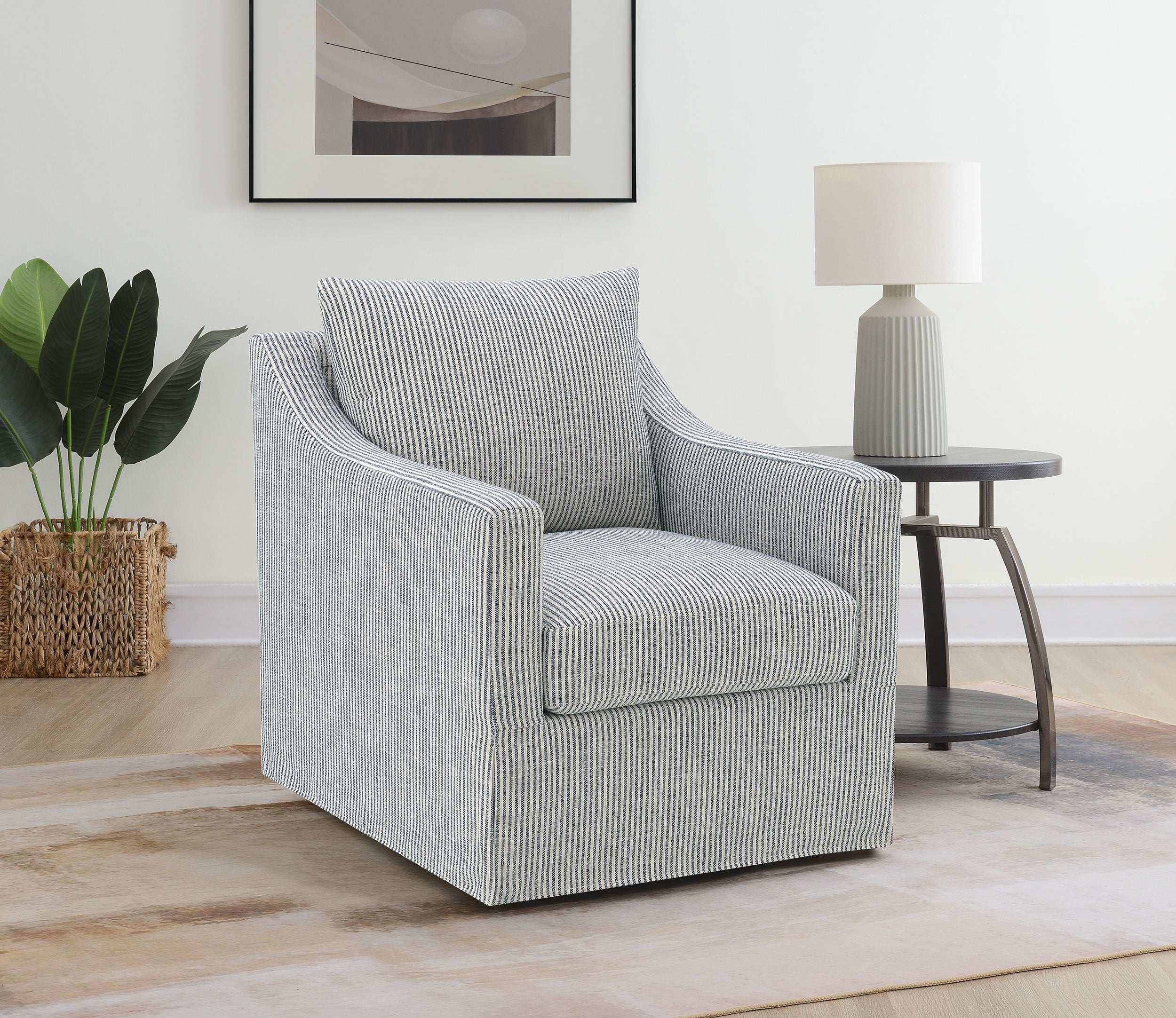 Winter Upholstered Sloped Arm Accent Swivel Chair Grey-
