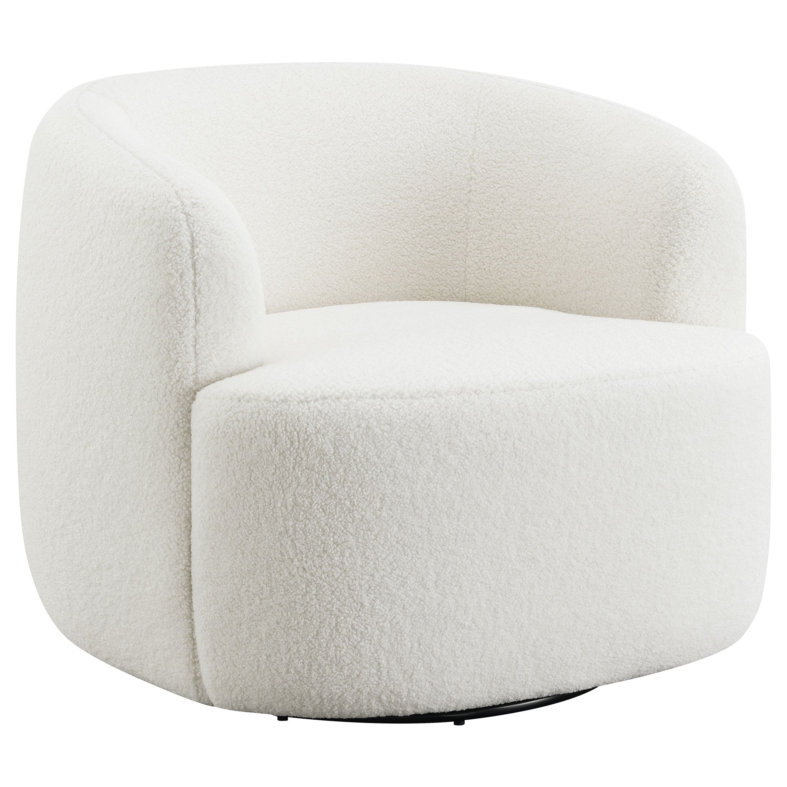 Hudson Faux Sheepskin Upholstered Swivel Chair Natural-CoasterElevations