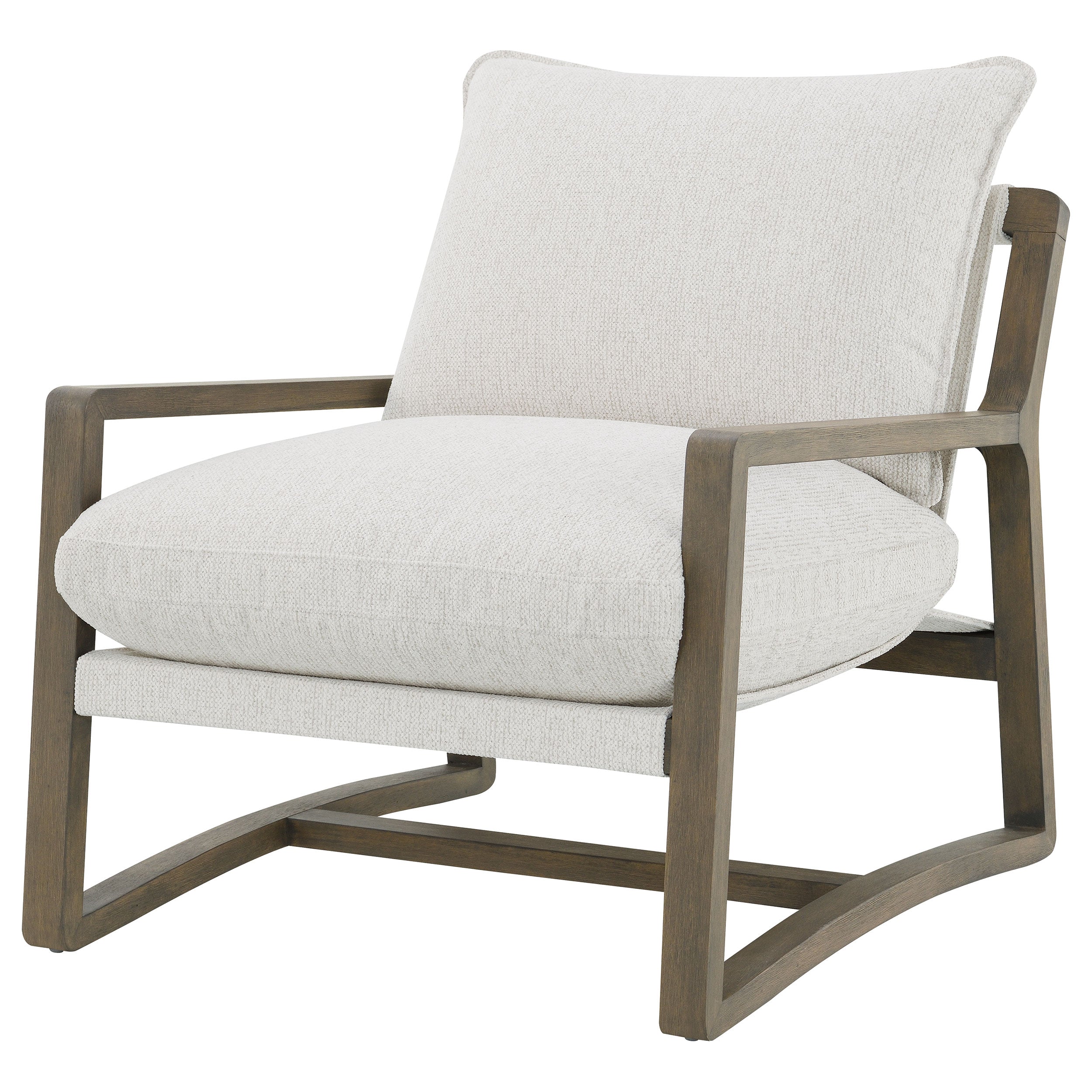 Geneva Boucle Upholstered Wood Arm Accent Chair Sand-