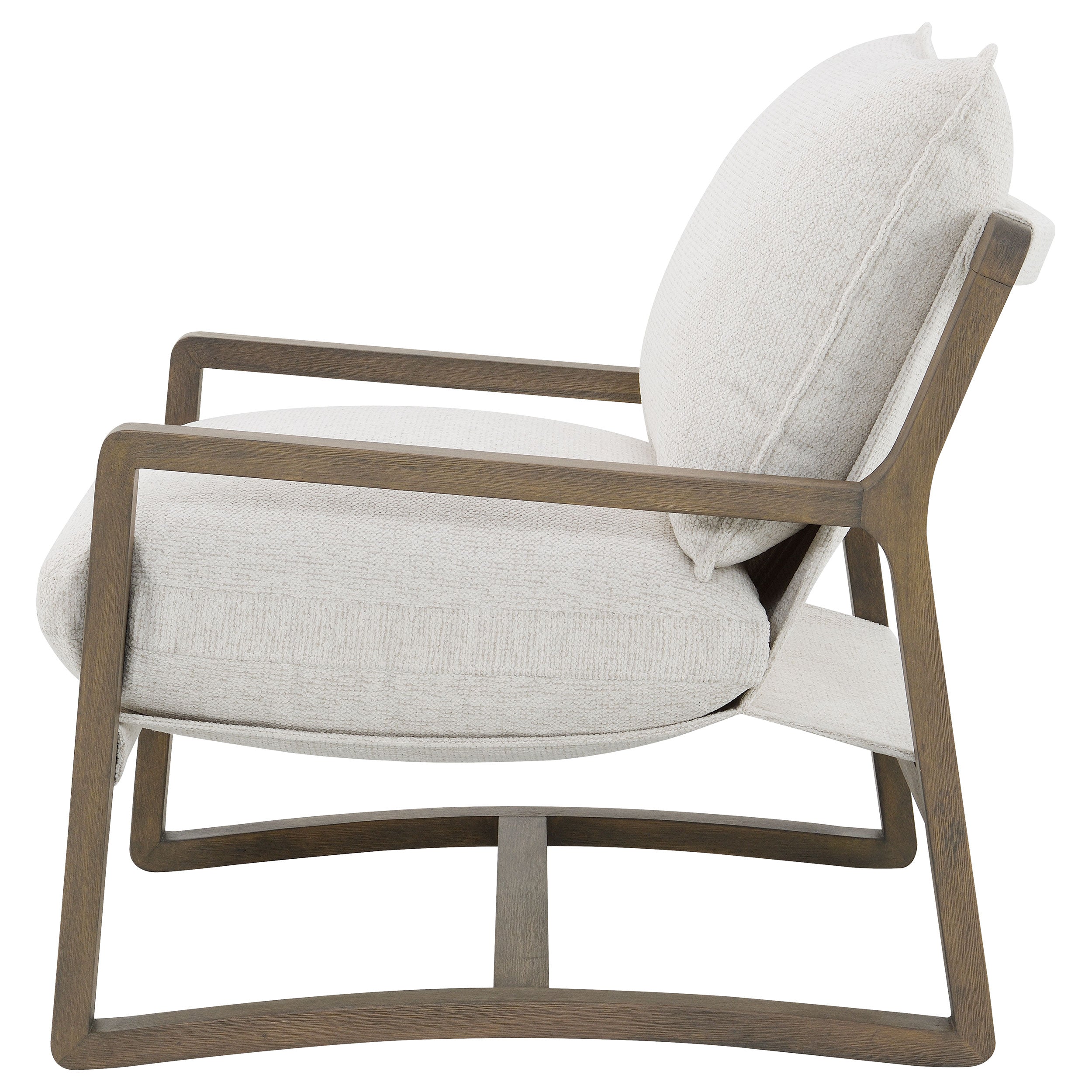 Geneva Boucle Upholstered Wood Arm Accent Chair Sand-