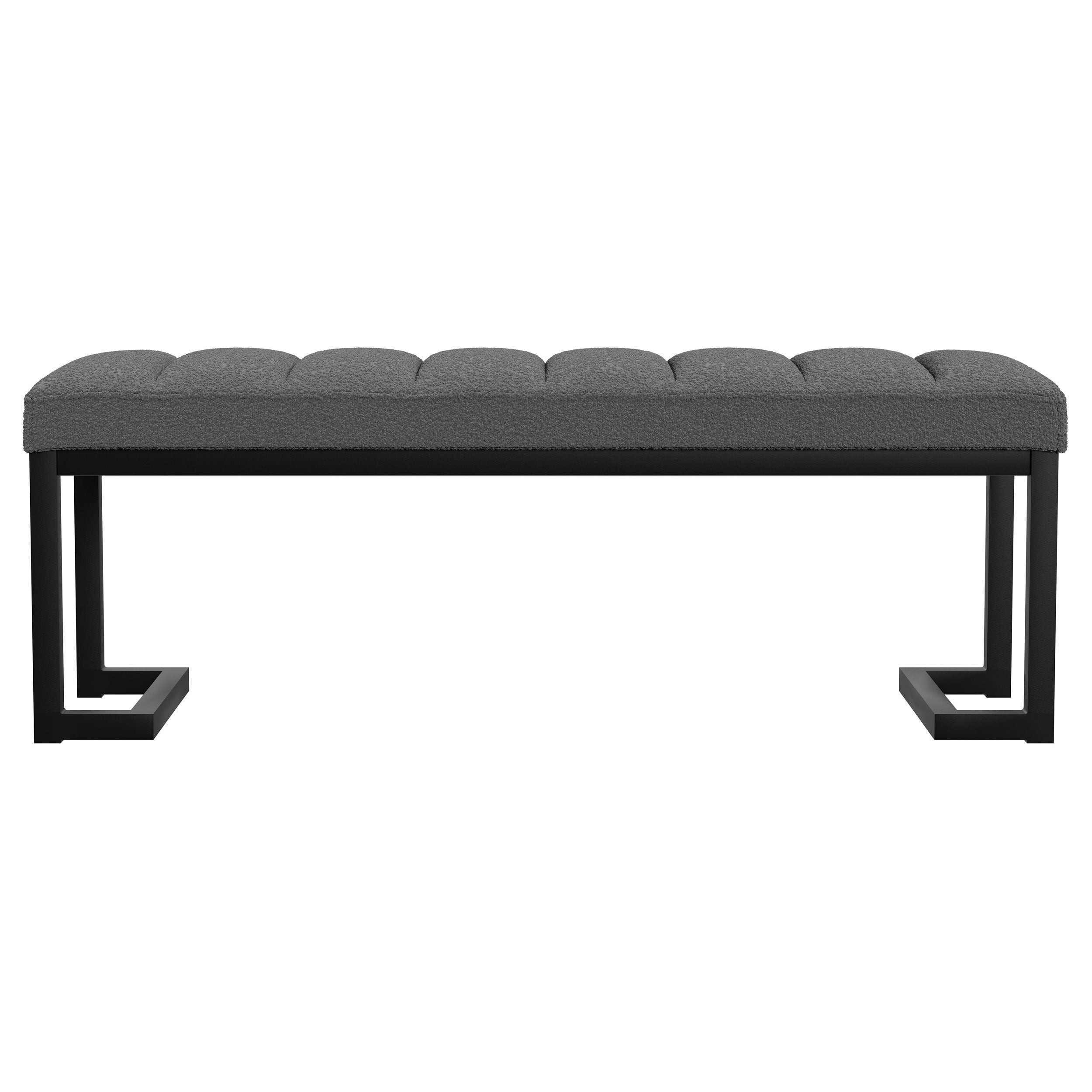 Mesa Boucle Upholstered Tufted Accent Bench Charcoal-