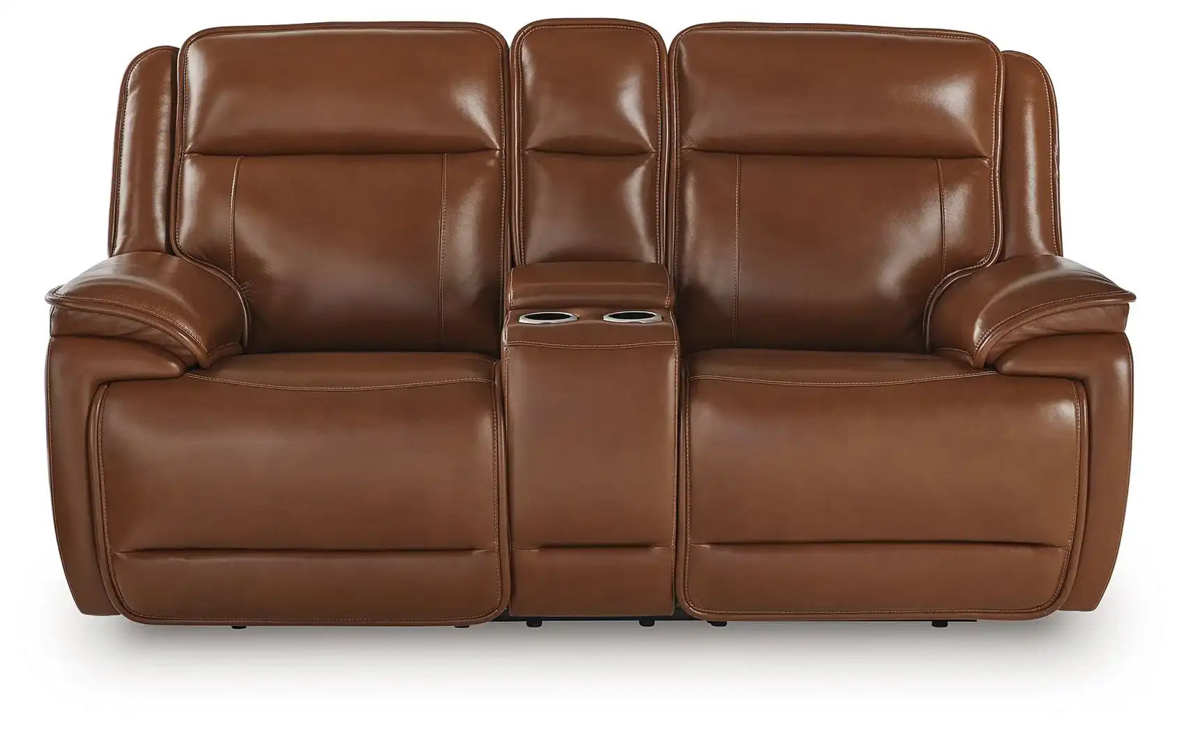 Healy Pier - Power Reclining Loveseat With Console / Adj Headrest - Chocolate - Best Buy Furniture