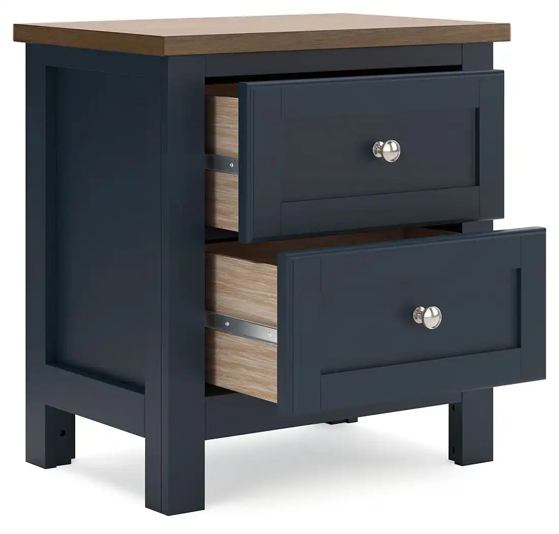 Landocken - Two Drawer Night Stand - Brown / Blue - Best Buy Furniture