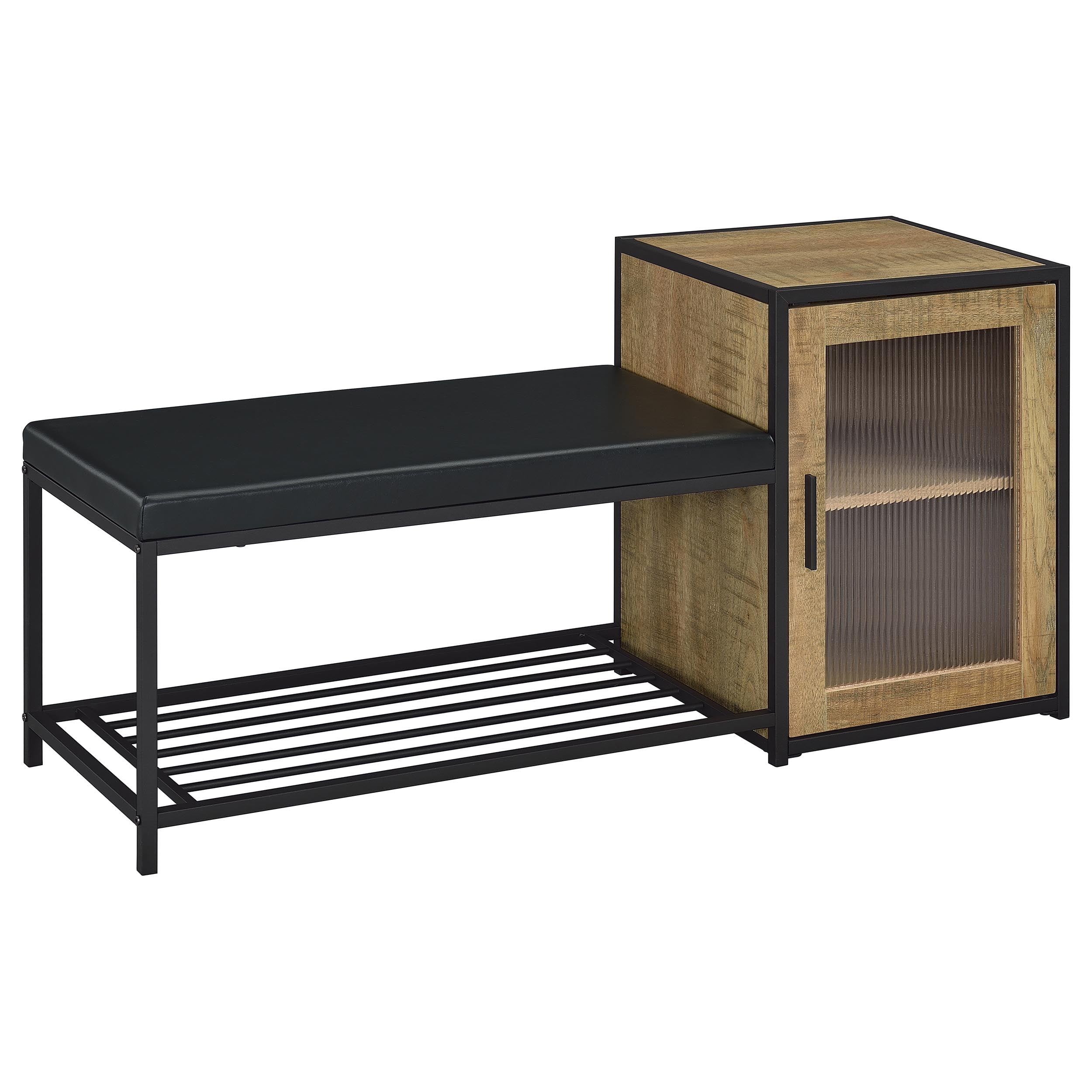 Martino Shoe Storage Entryway Bench with Cabinet Mango and Black-