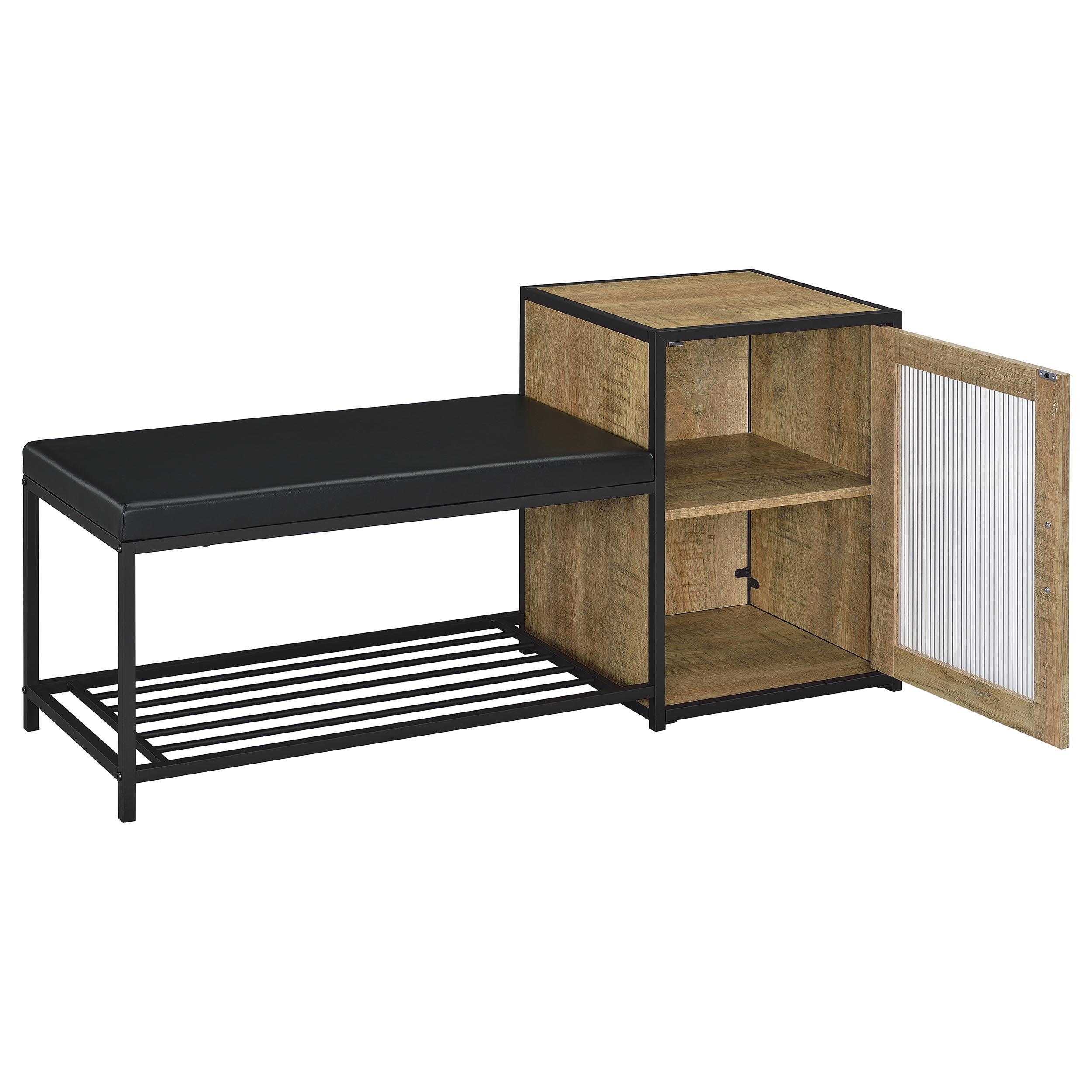 Martino Shoe Storage Entryway Bench with Cabinet Mango and Black-