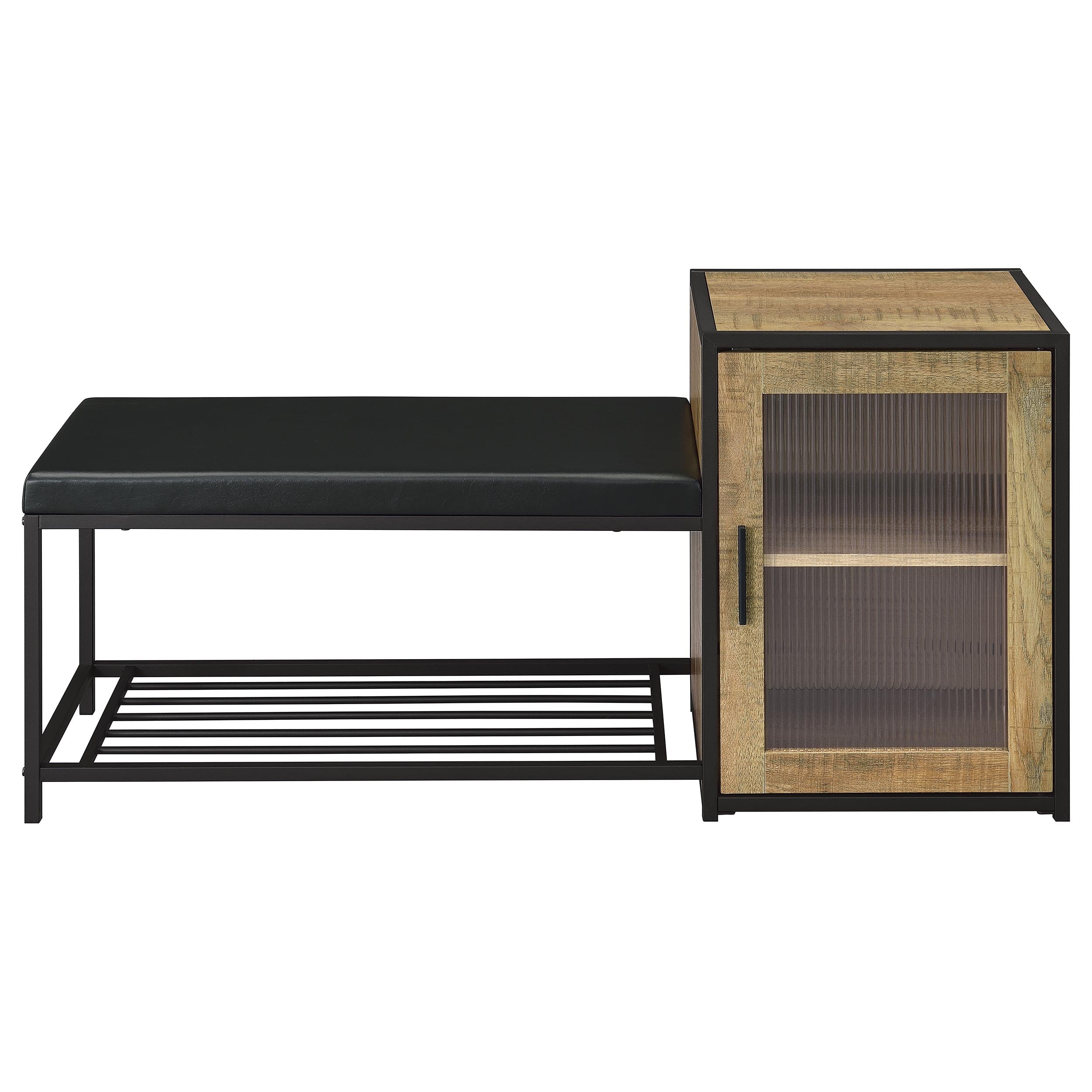 Martino Shoe Storage Entryway Bench with Cabinet Mango and Black-